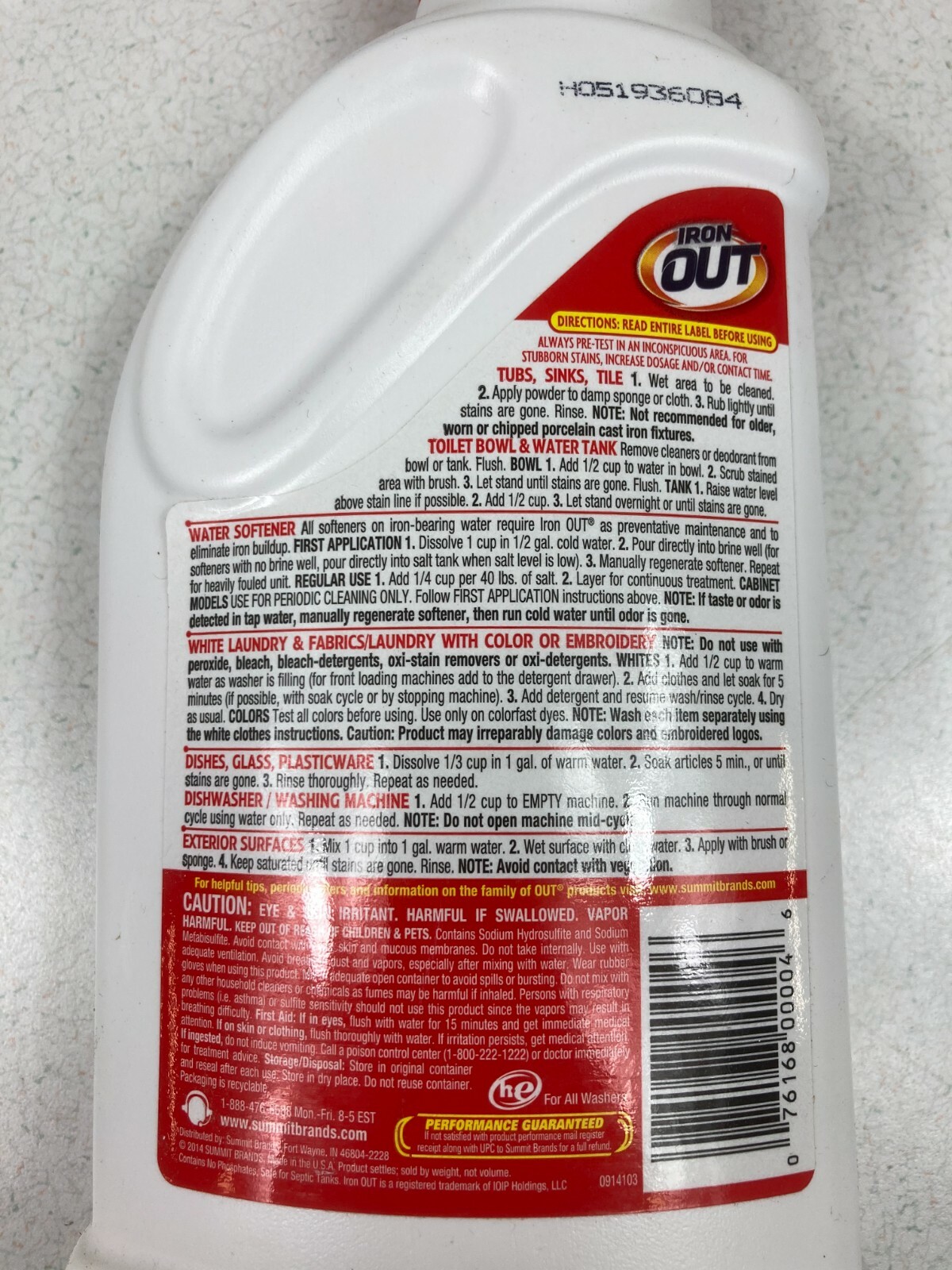 Iron Out Bowl Rust Stain Remover Powder. 1 lb 12 oz. Easily Removes Rust Stains!