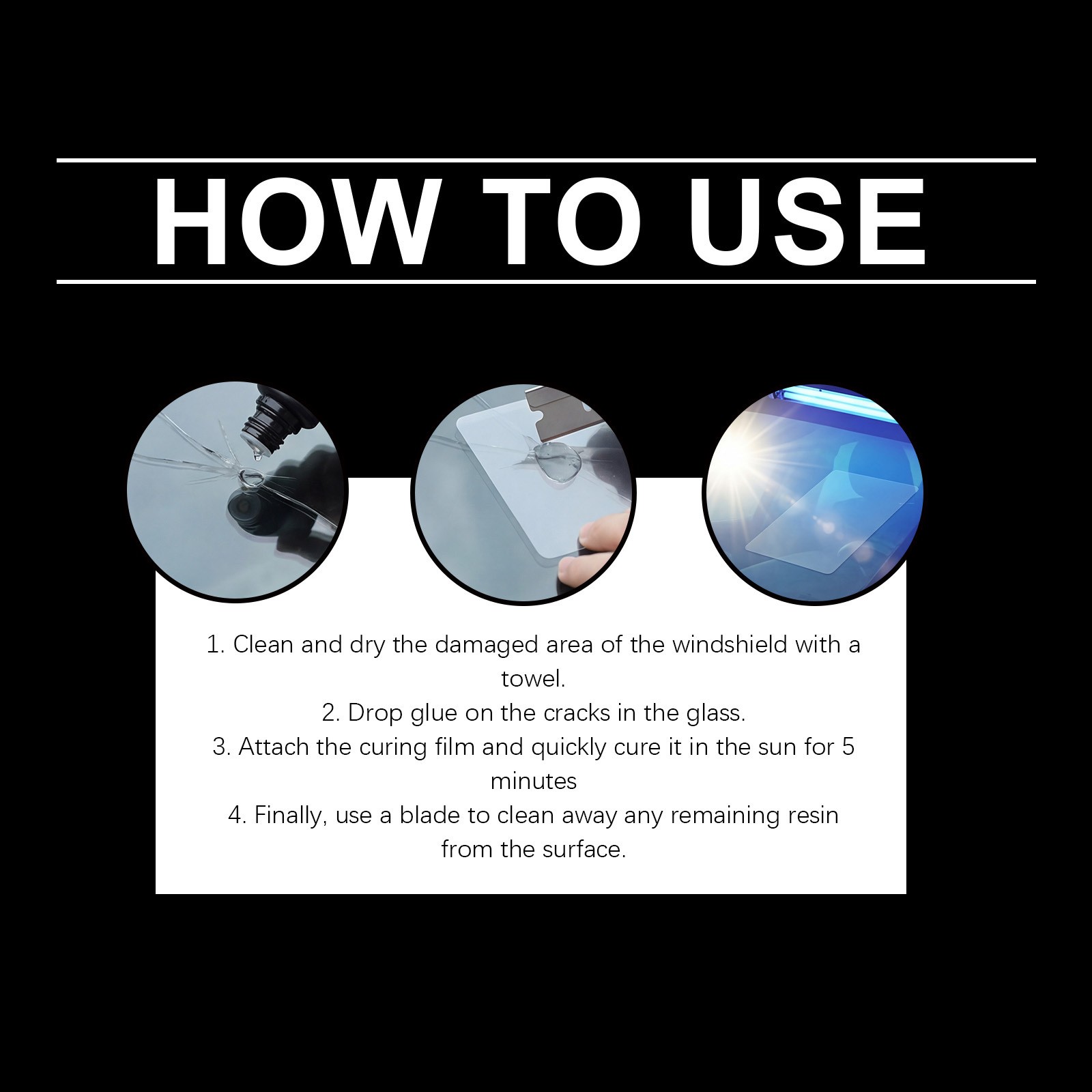 Automotive Glass Repair Kit Fluid Fix Car Windshield Resin Chip Crack Tool