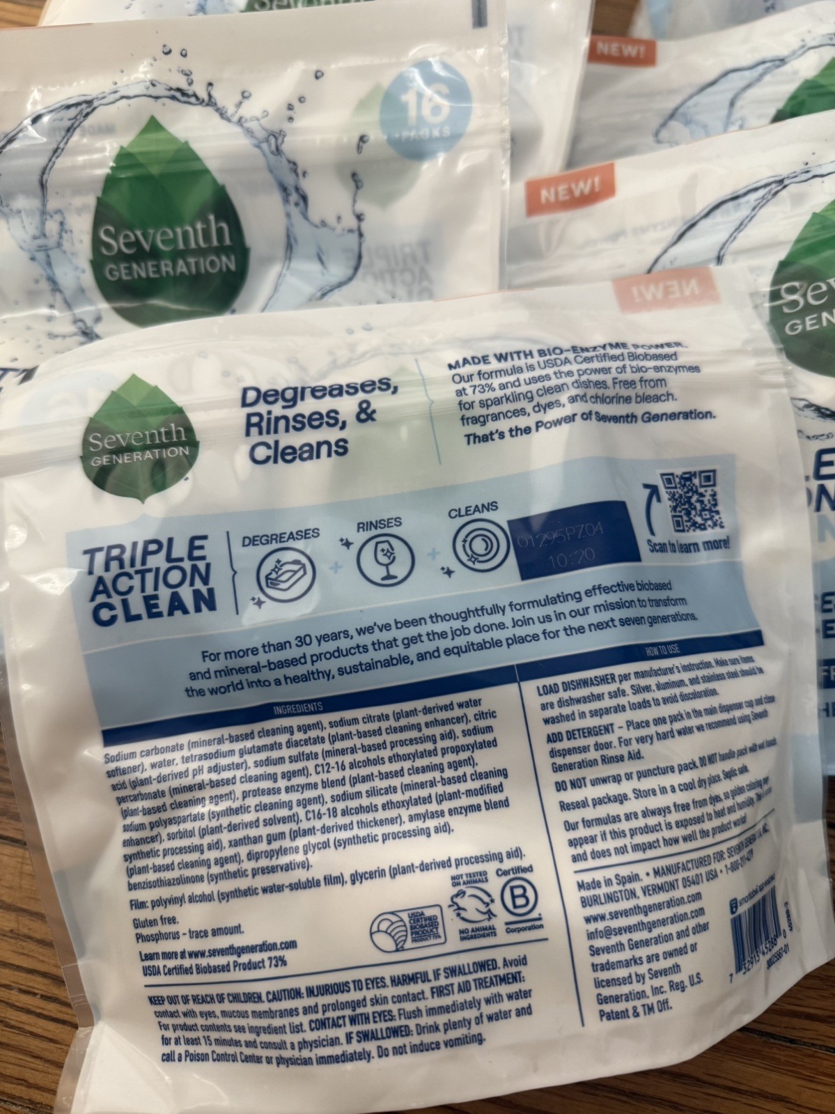 Seventh Generation Triple Action Clean Automatic Dishwasher Detergent 240 Pods