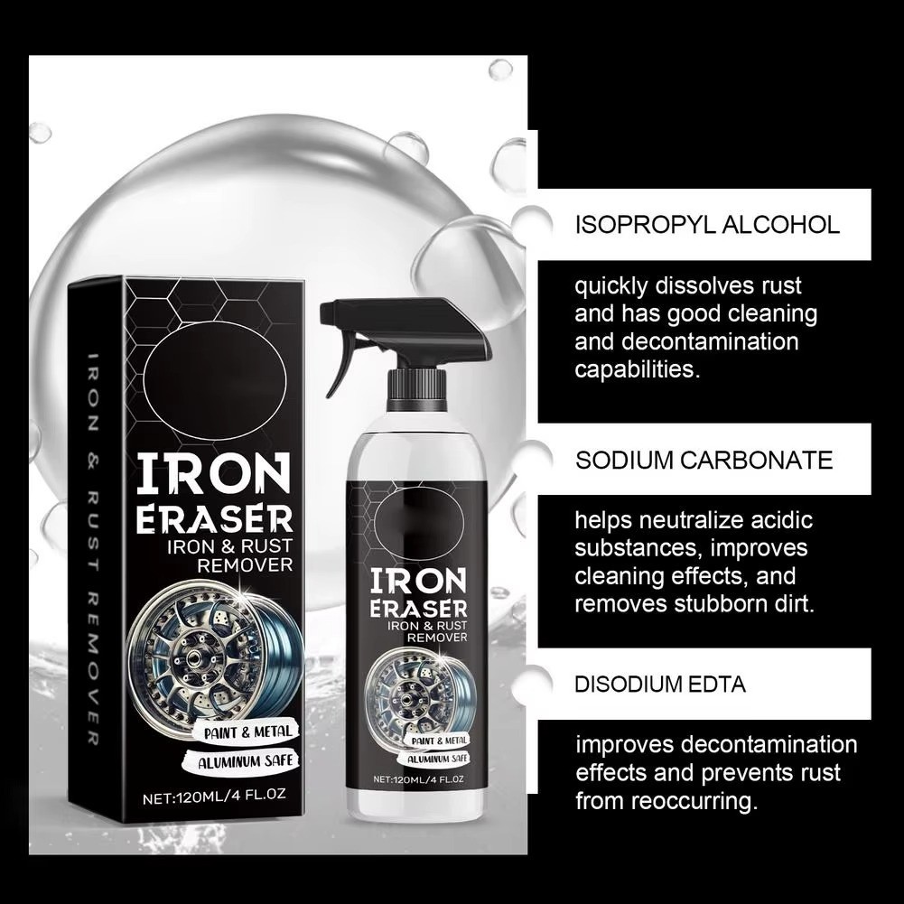 Iron Eraser Rust Remover Spray, Car Wheel Paint Brake Dust Fast Cleaner 120ml /
