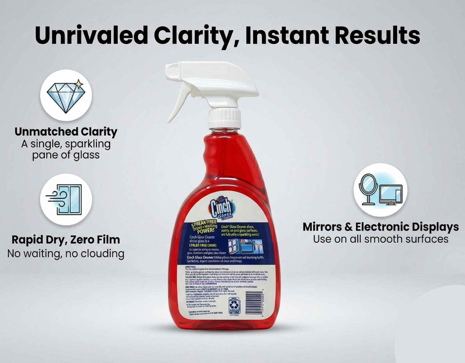 Spic and Span Cinch Glass Cleaner 32 oz Streak 4 Pack
