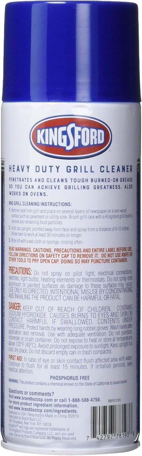 New 2 PK KINGSFORD Heavy Duty Spray-On Grill Cleaner Aerosol- 14.5 oz. Fast Ship