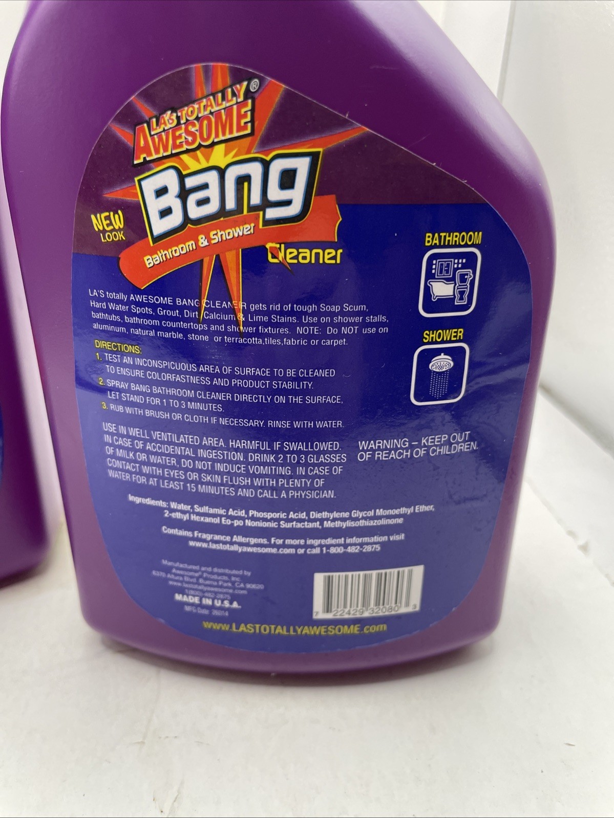 Bang Awesome LA’s Totally Bathroom Shower Spray Bath Tub Kitchen Cleaner 2 Pack