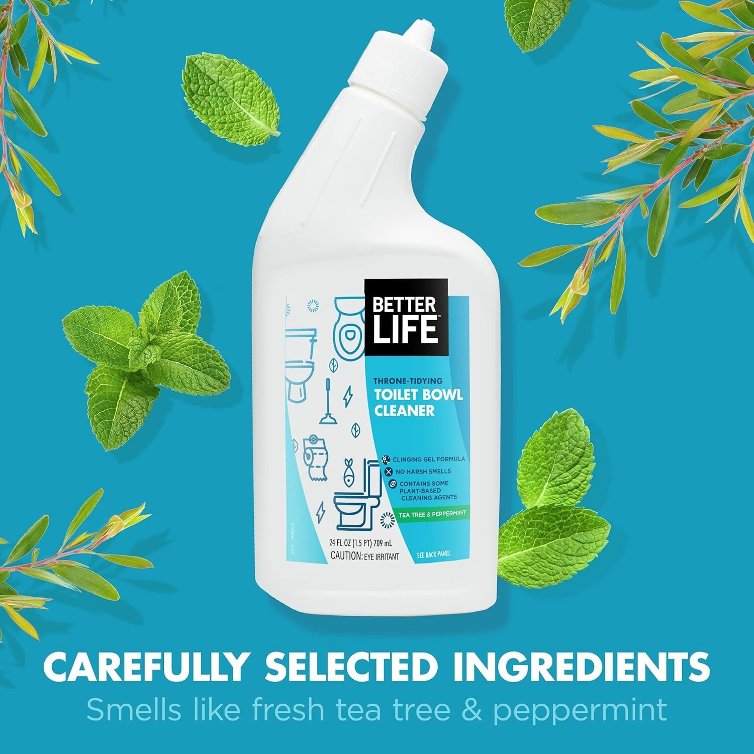 2 PK 24 Oz, Natural Toilet Bowl Cleaner Gel, Tea Tree & Peppermint, Plant-Based