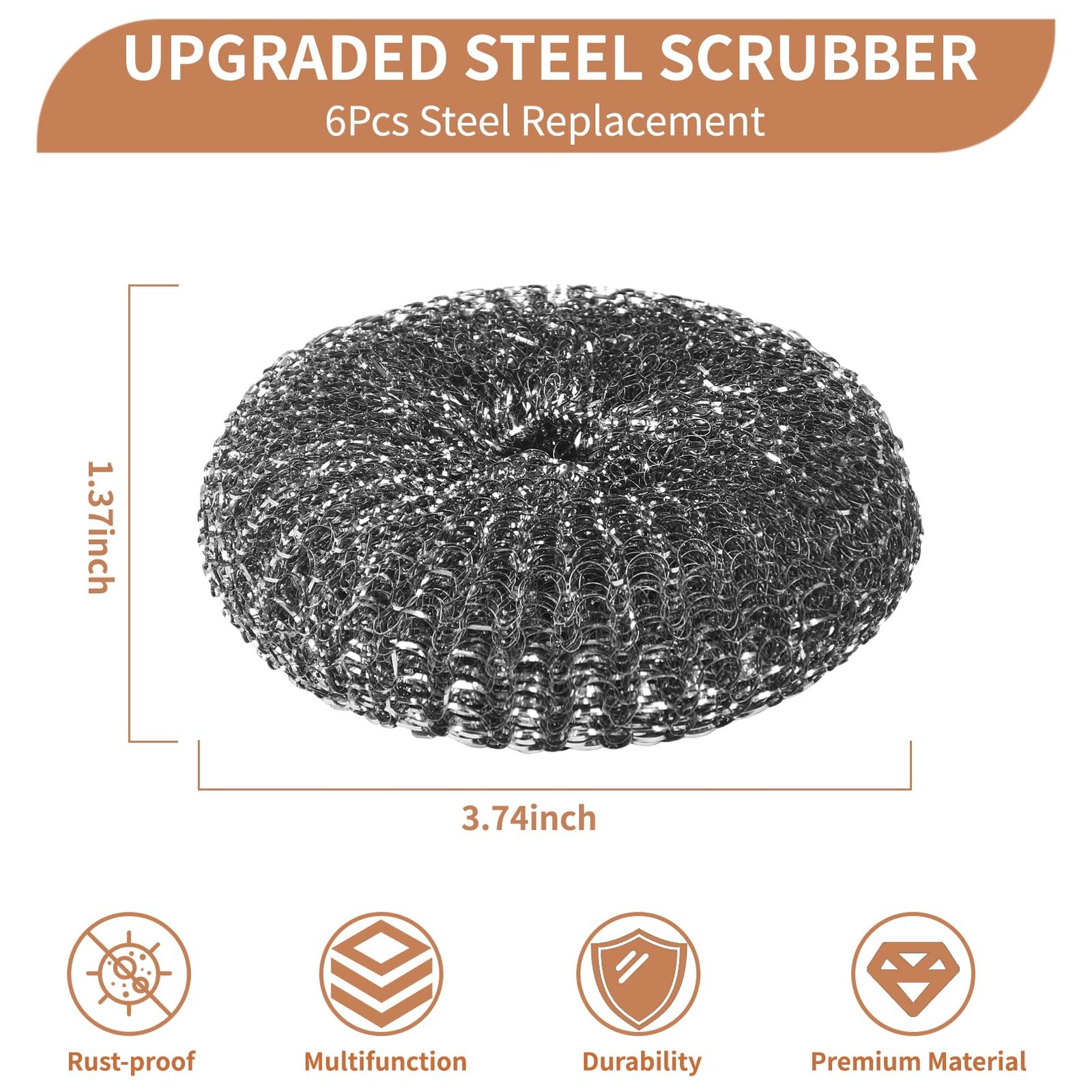 6PCS Steel Wool Scrubber Wire Sponge Set, Barbecue Grill Cleaning Scrubber Pa…