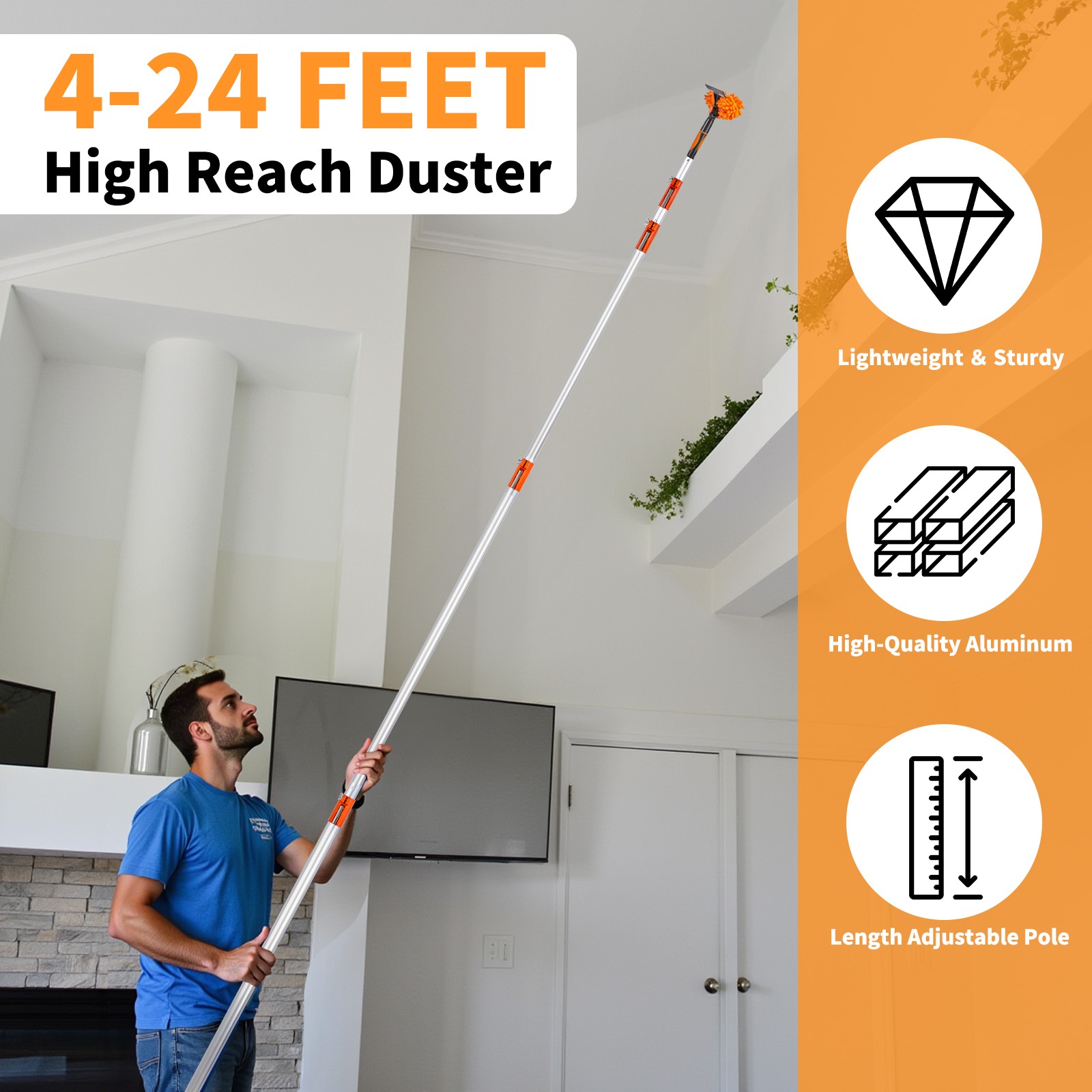 4-24FT High Reach Duster Kit，orange
