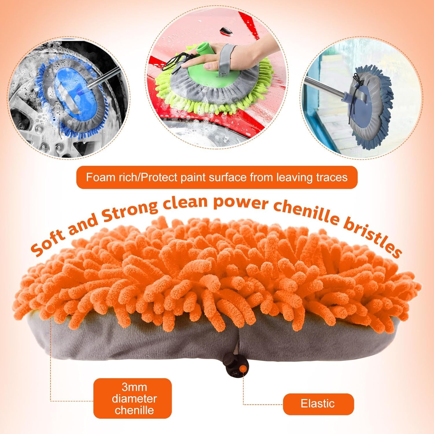 5 Pcs Car Wash Mitt Set, Brush Not Included, Microfiber Mitt Cleaning Multicolor