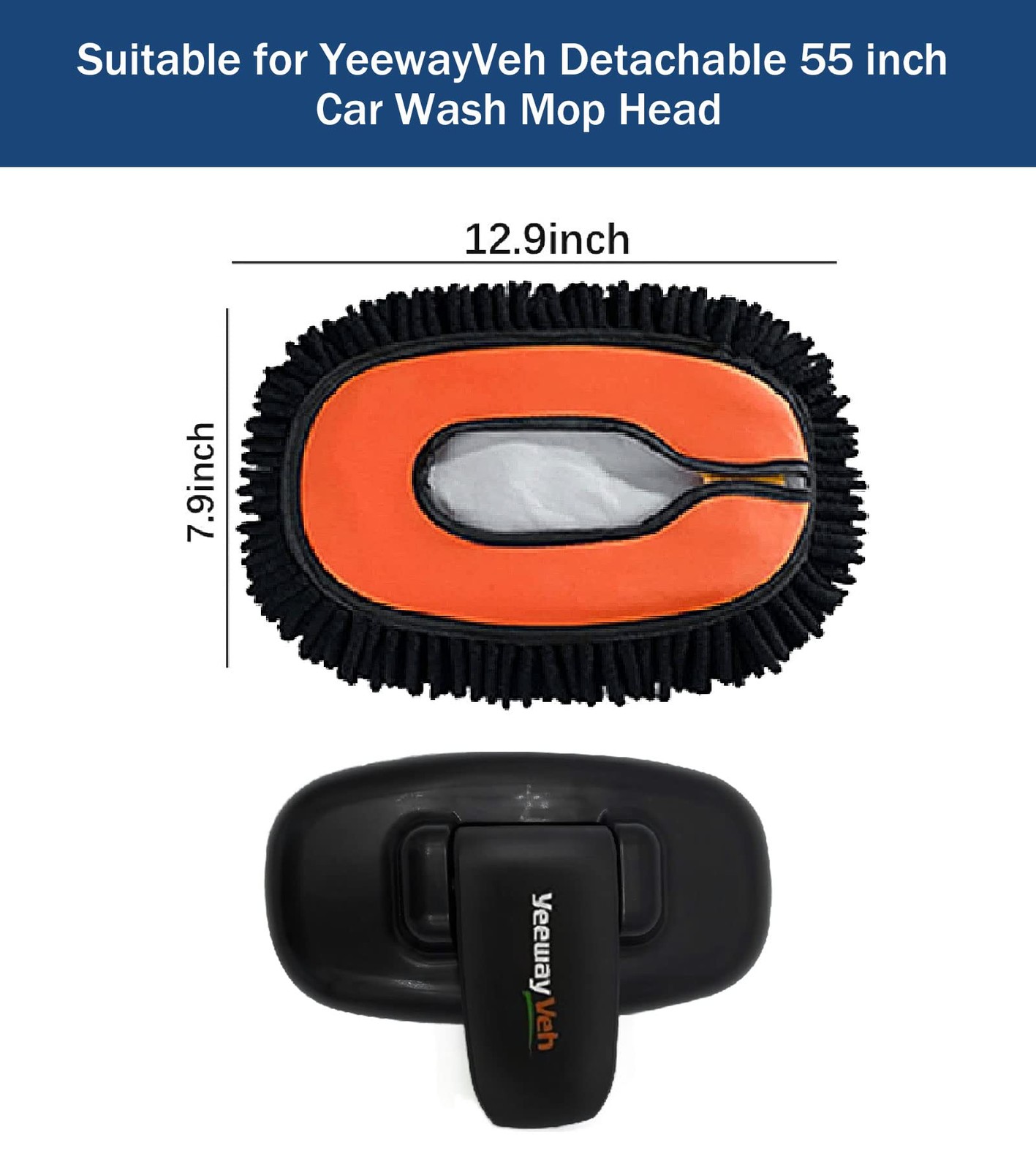 Car Wash Mop Head Replacement, Soft Microfiber Cover for 55″ Handle & Curved