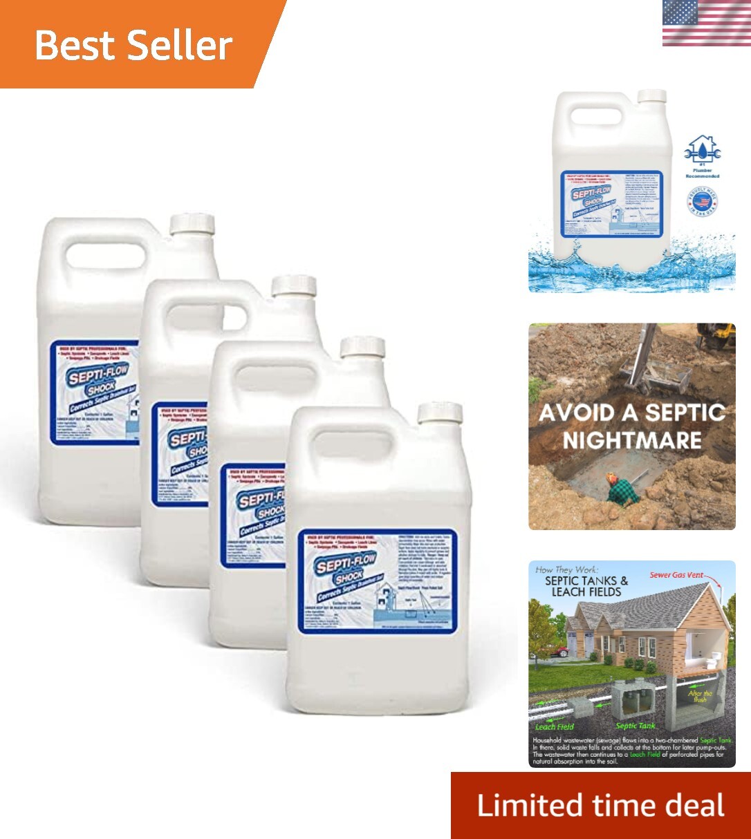 Septi-Flow Septic Drain Field Repair Solution, Clears Leach Fields, Dissolves…