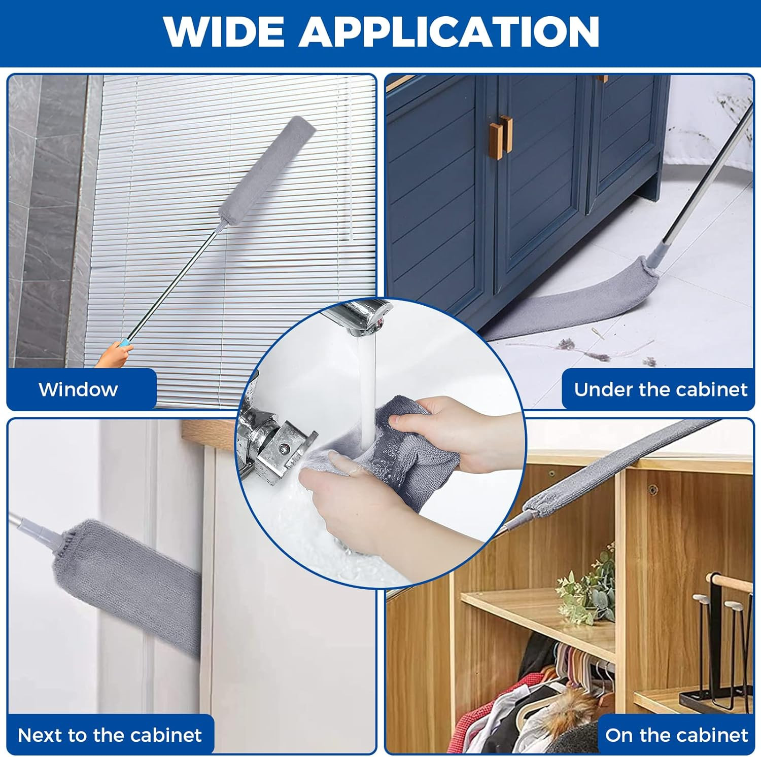 Retractable 60-Inch Gap Dust Cleaner with Microfiber Cloths for Appliances