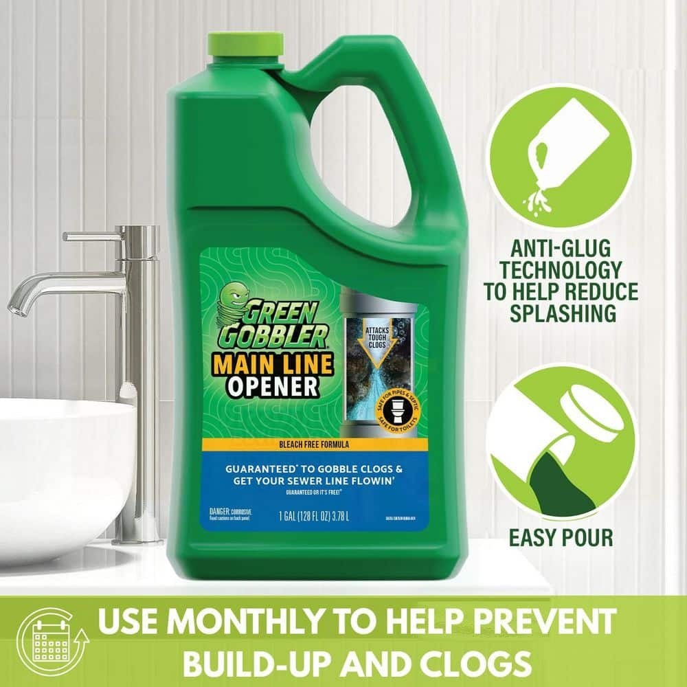 GREEN GOBBLER 1 Gal Drain Cleaner Grease Clog Remover Main Line Opener Toilet
