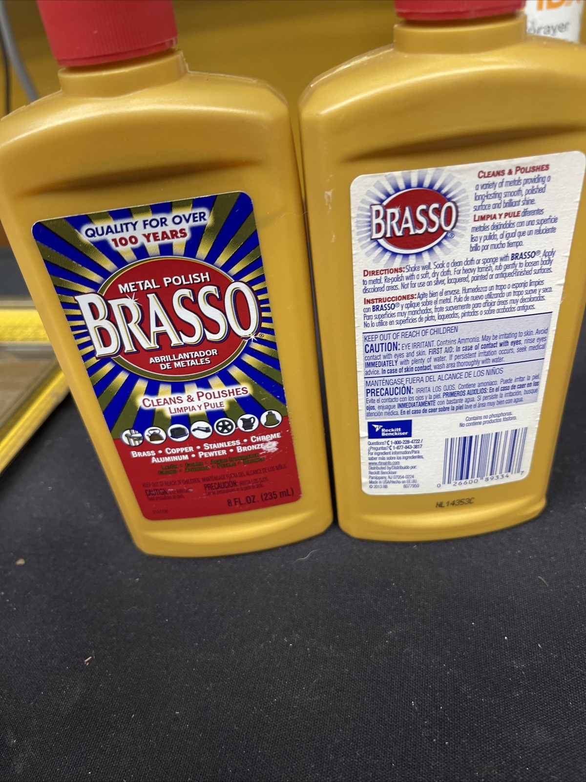 2-Brasso Metal Polish, 8oz Bottle for Brass, Copper, Stainless, Chrome, Aluminum