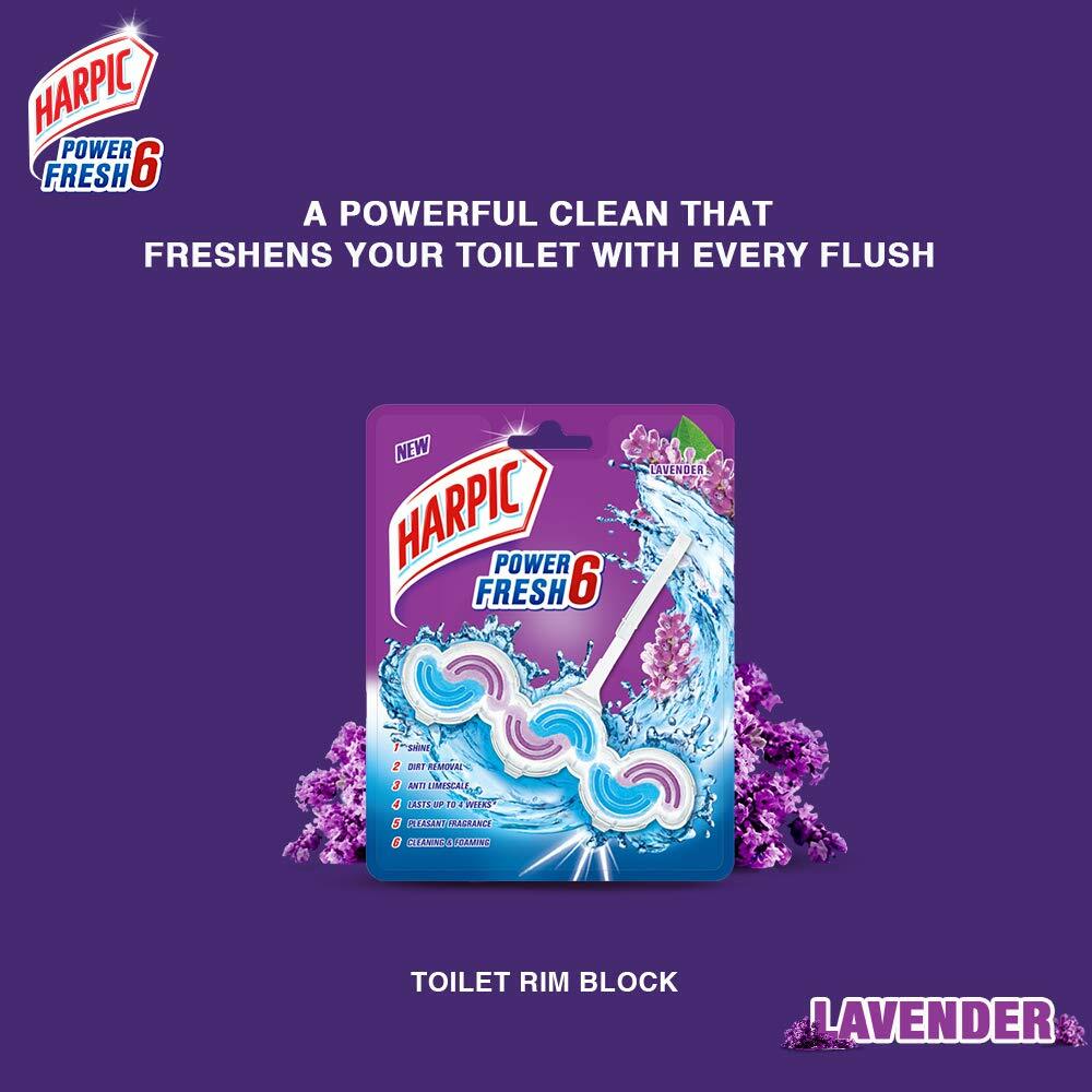RSINC Power Fresh 6 Toilet Rim Block, Lavender – 39 g
