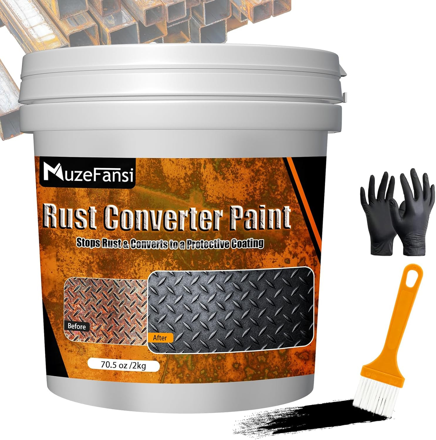 2-in-1 Rust Converter Metal Primer 70.5oz Black Auto Marine Heat Resistant – US
