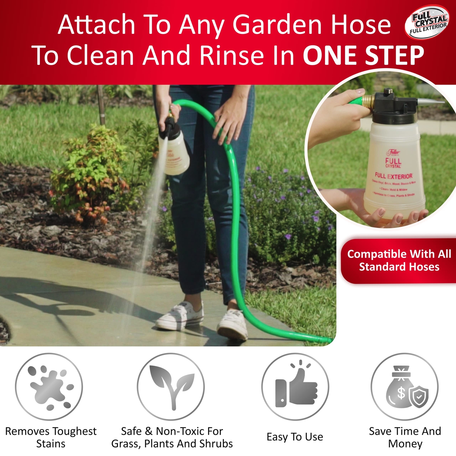 Full Exterior Kit – Bottle, Lid with Hose Attachment and One 4 oz. Crystal Po…