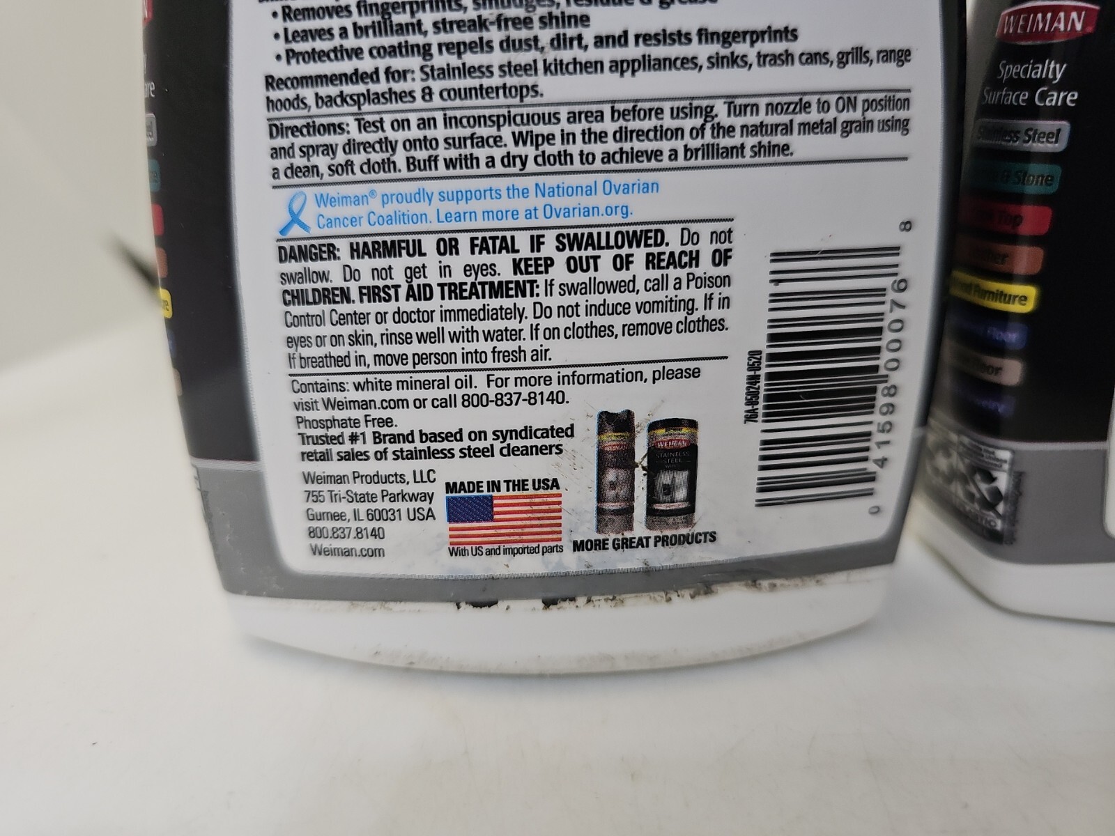 Weiman STAINLESS STEEL Appliance Grill Range CLEANER&POLISH Streak Free(2pk)12oz