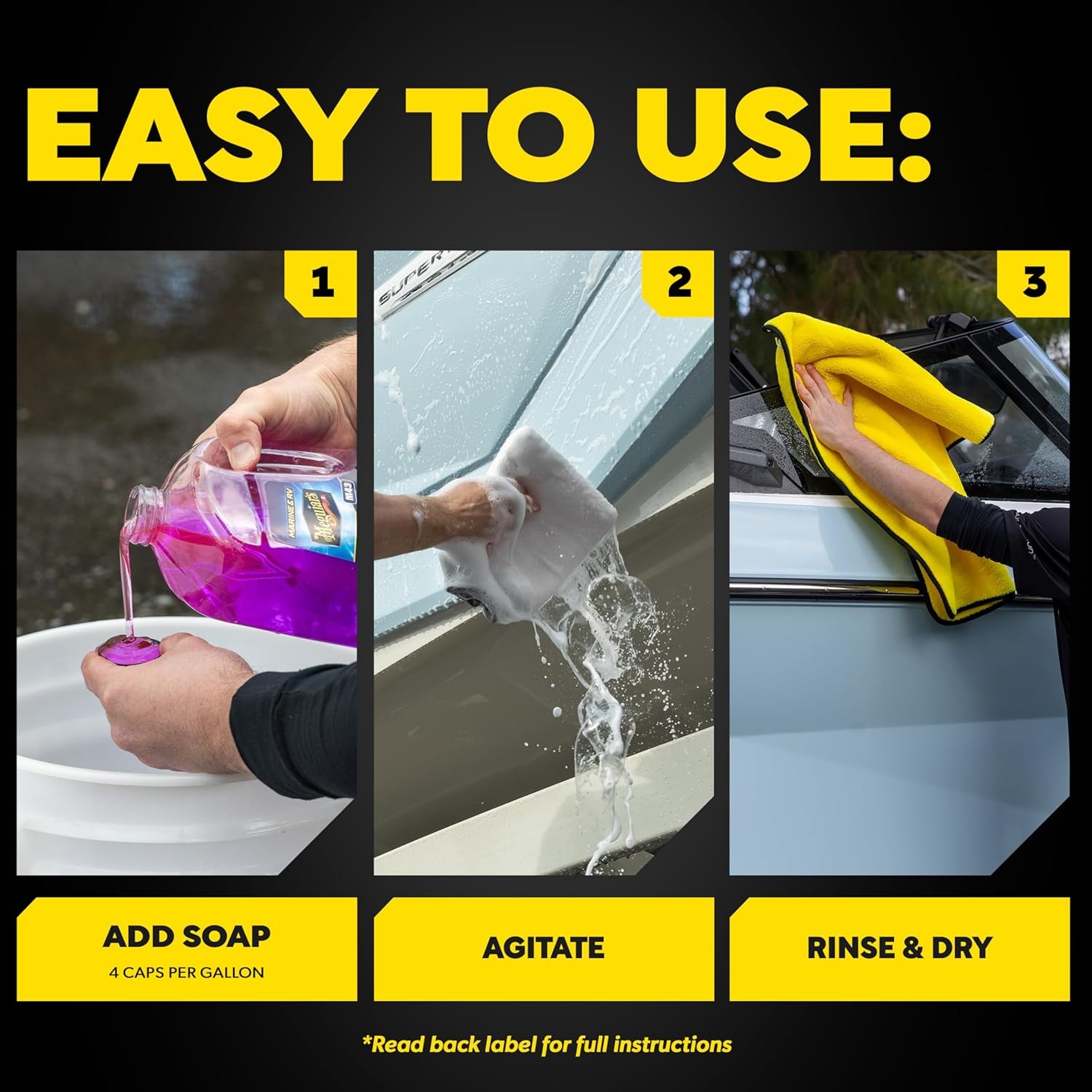Meguiar’s M43 Marine/RV Boat Wash, pH-Balanced Boat/RV Wash for Protecting Fiber