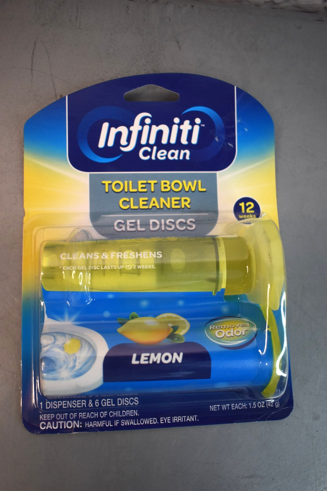 Infiniti Clean Toilet Cleaning Gel Discs + Dispenser Lemon 1.5oz NEW