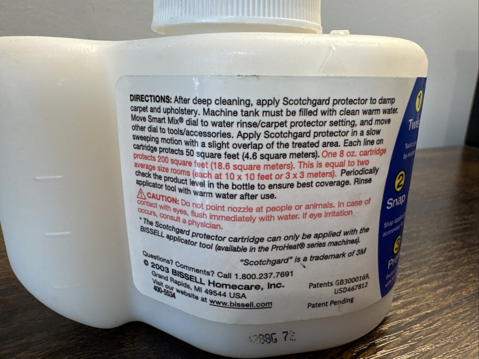 Bissell Scotchgard Protector Cartridge 2003 8 Fl Oz Extra Protection Open