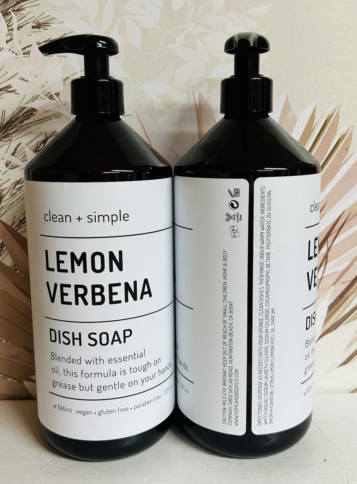 2-Pack Clean & Simple ~ Lemon Verbena Dish Soap 32 fl oz Each