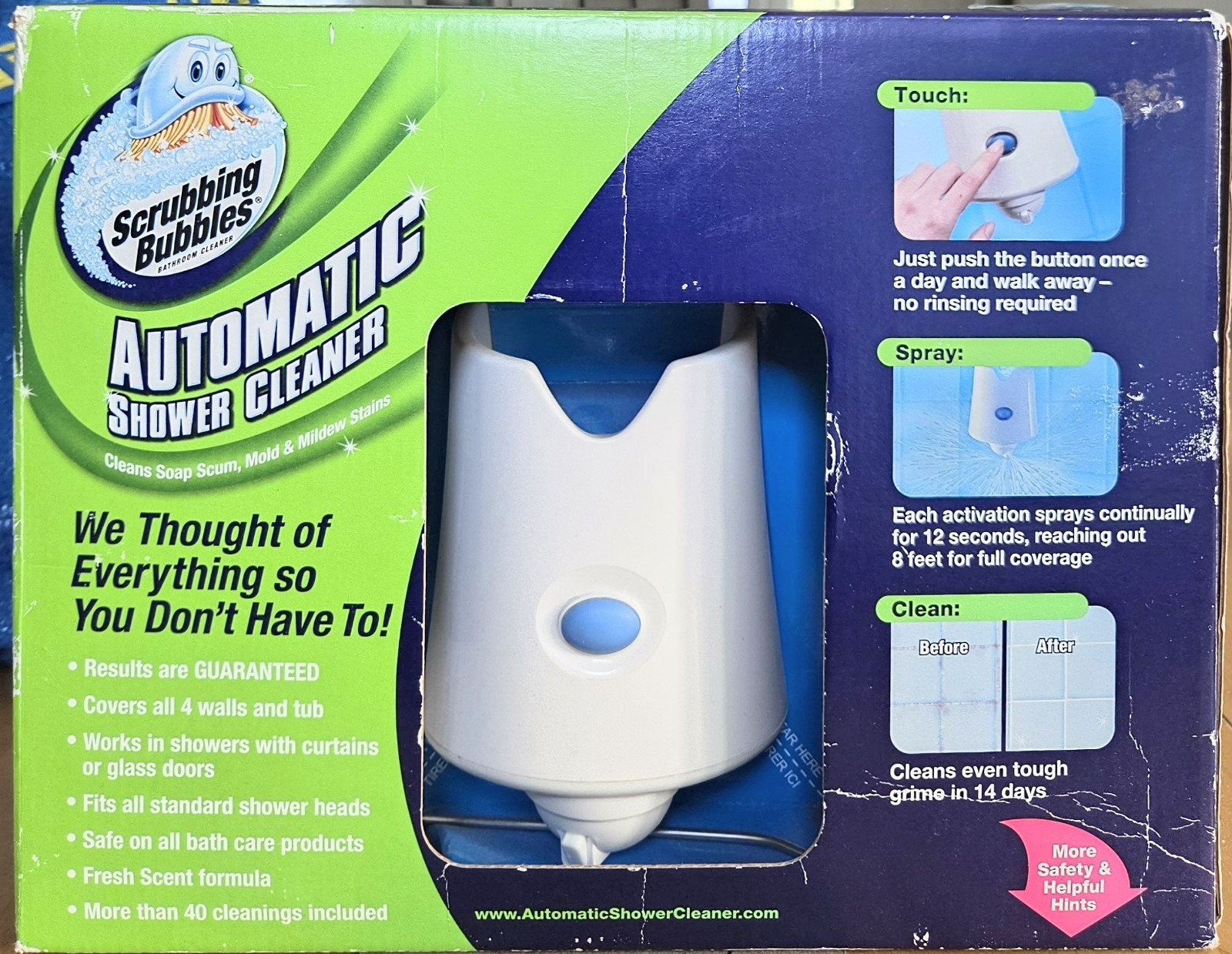 Scrubbing Bubbles Automatic Shower Cleaner One Button Dual Spray 2 Bottle NEW