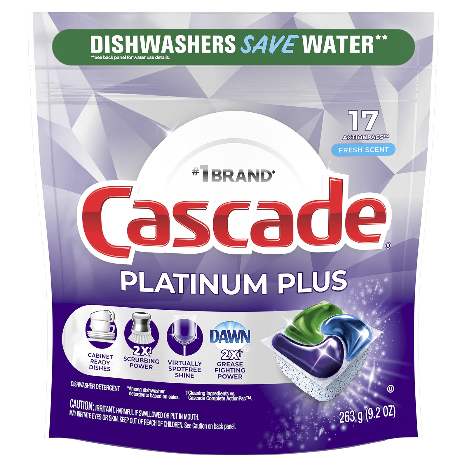 17 Count Dishwasher Detergent Pack Cleaning Agent 4.65 lbs Effective Formula