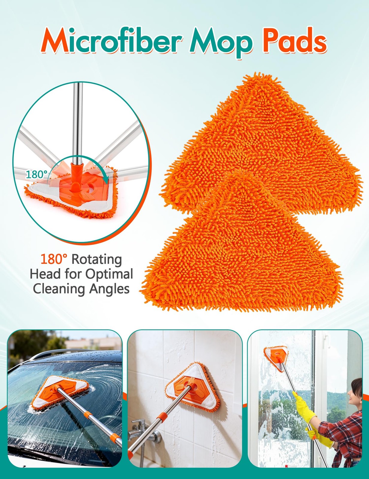 Ceiling Fan Cleaner Duster with 76″Extendable Long Handle 180° Wall Mop