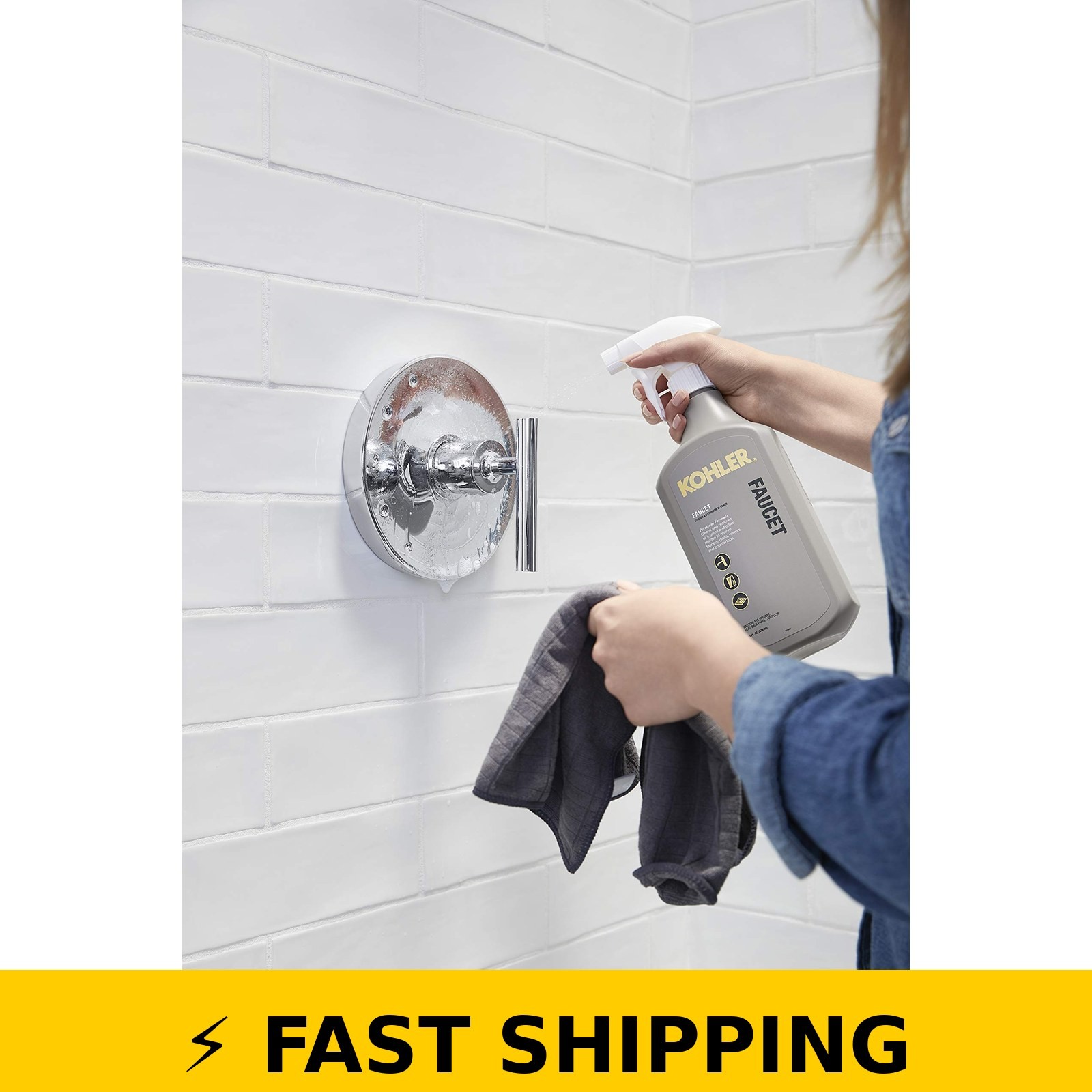 Kohler Faucet Cleaner, 28 FL Oz – Streak Free Shine, Ammonia Free