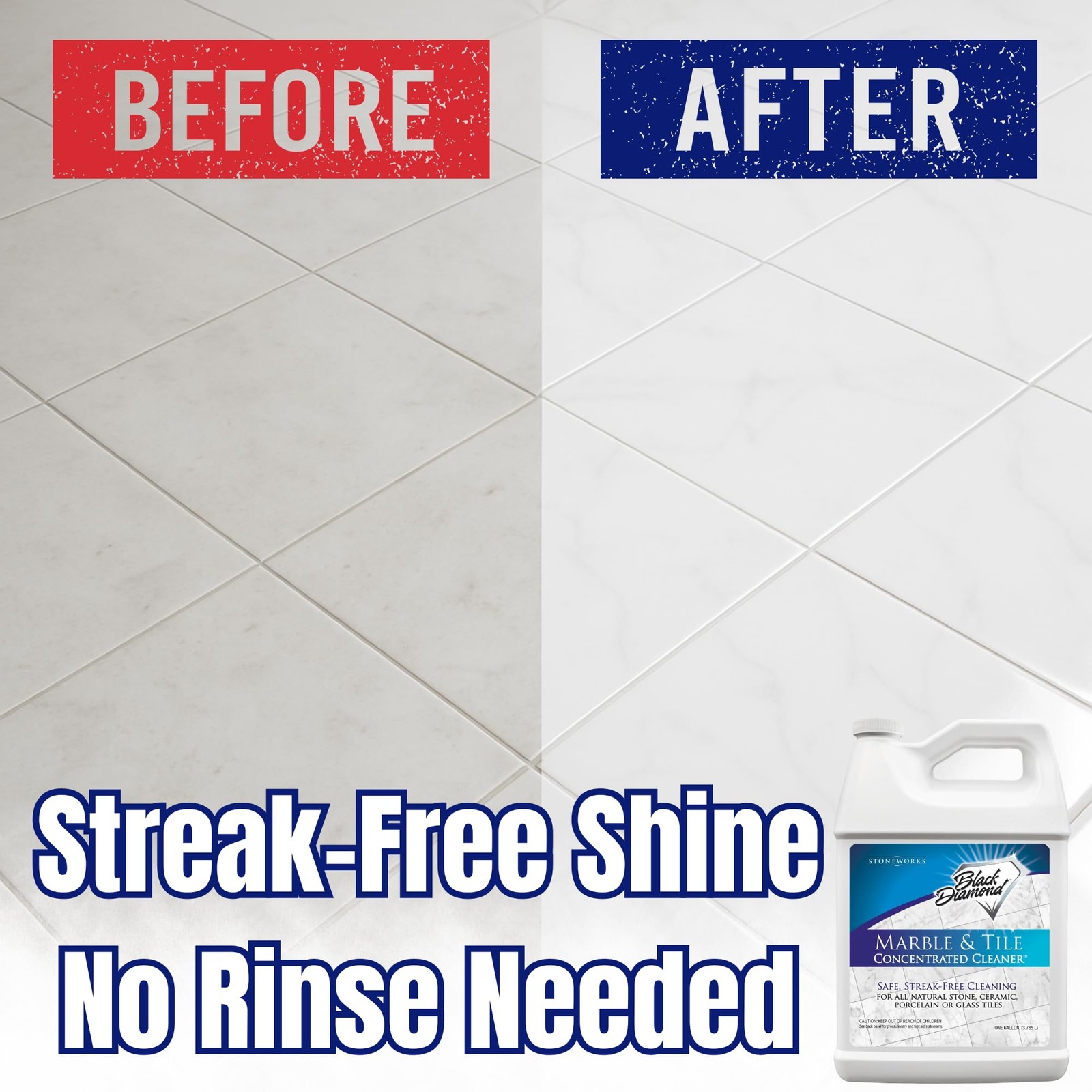 Marble Tile Floor Cleaner No-Rinse Concentrate 1-Gallon Ceramic Porcelain