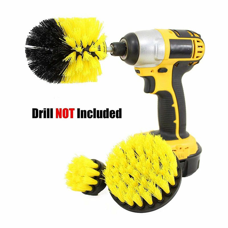 3pc Set Cleaning Drill Brush Kit Carpet Tile Power Scrubber Cleaner Attachment