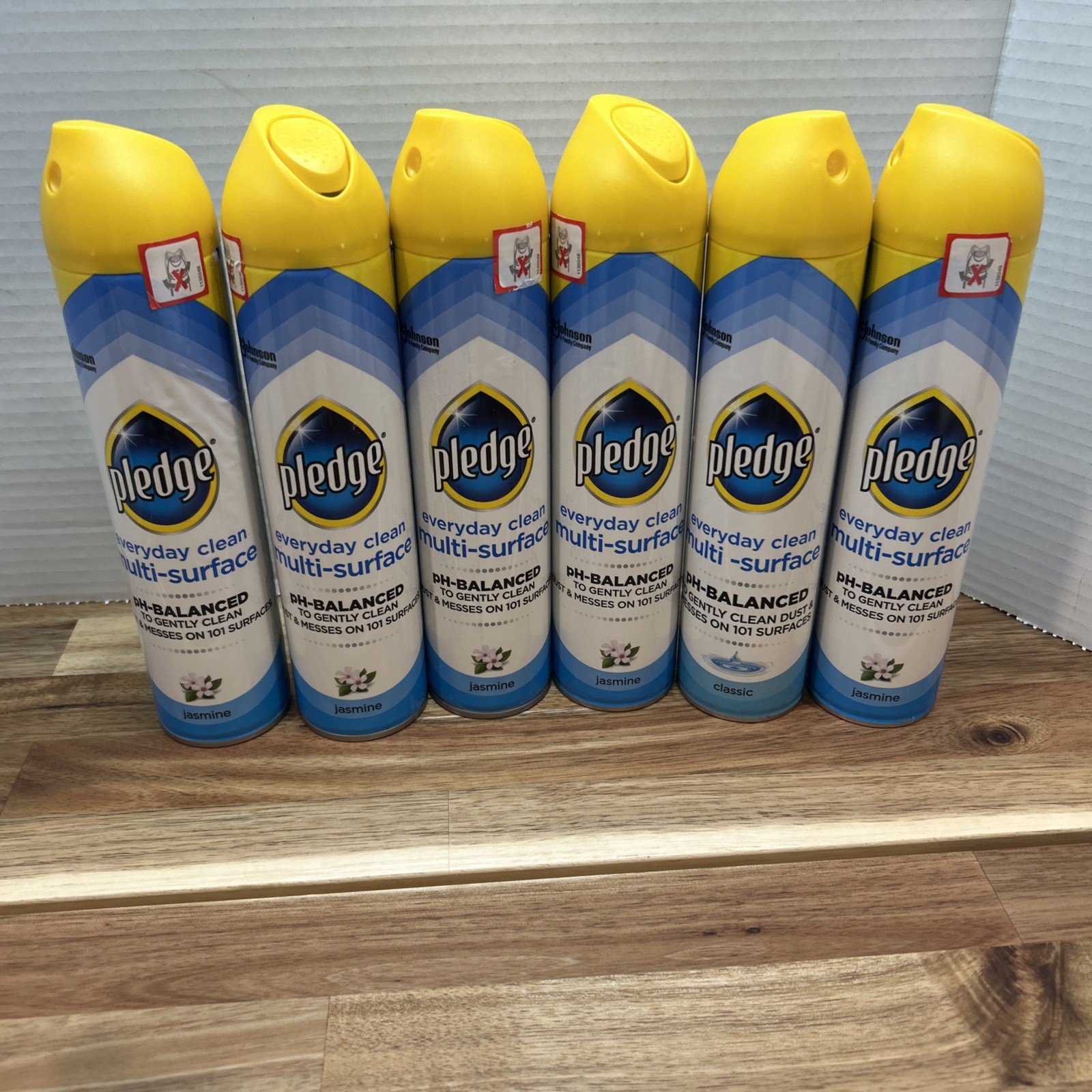 Lot Of 6 Cans Pledge Multi-Surface Jasmine Scented dusting polish large cans