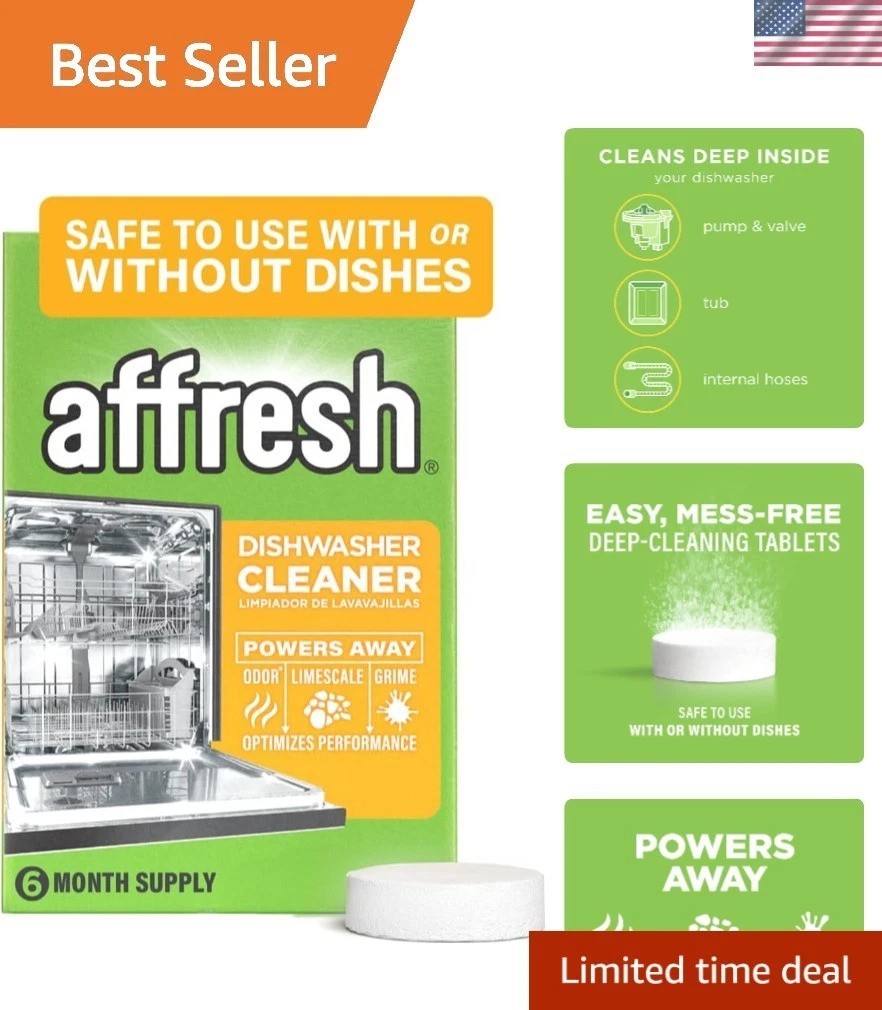 Septic Safe Dishwasher Cleaner Tablets – 6 Supply for Continuous Freshness