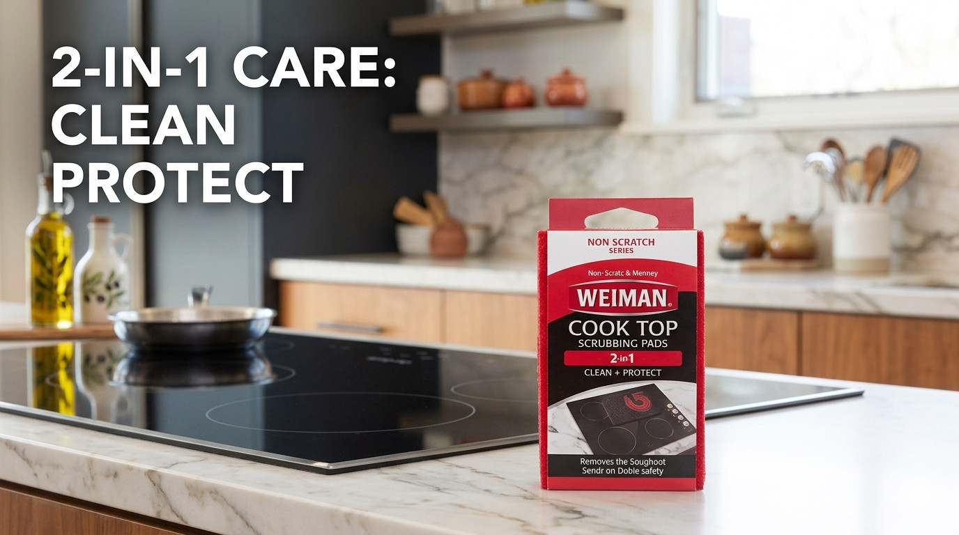 2 Pack Weiman Cook Top Scrubbing Pads 2-in-1 Clean Protect Non-Scratch Total 6