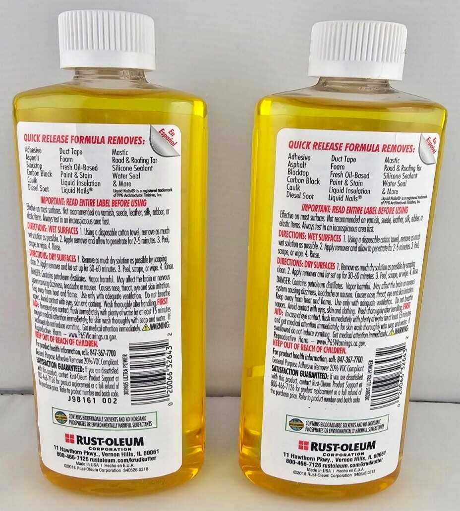 Rust-Oleum Krud Kutter 302805 Ultra Power Specialty Adhesive Remover 8 Oz 2 pack
