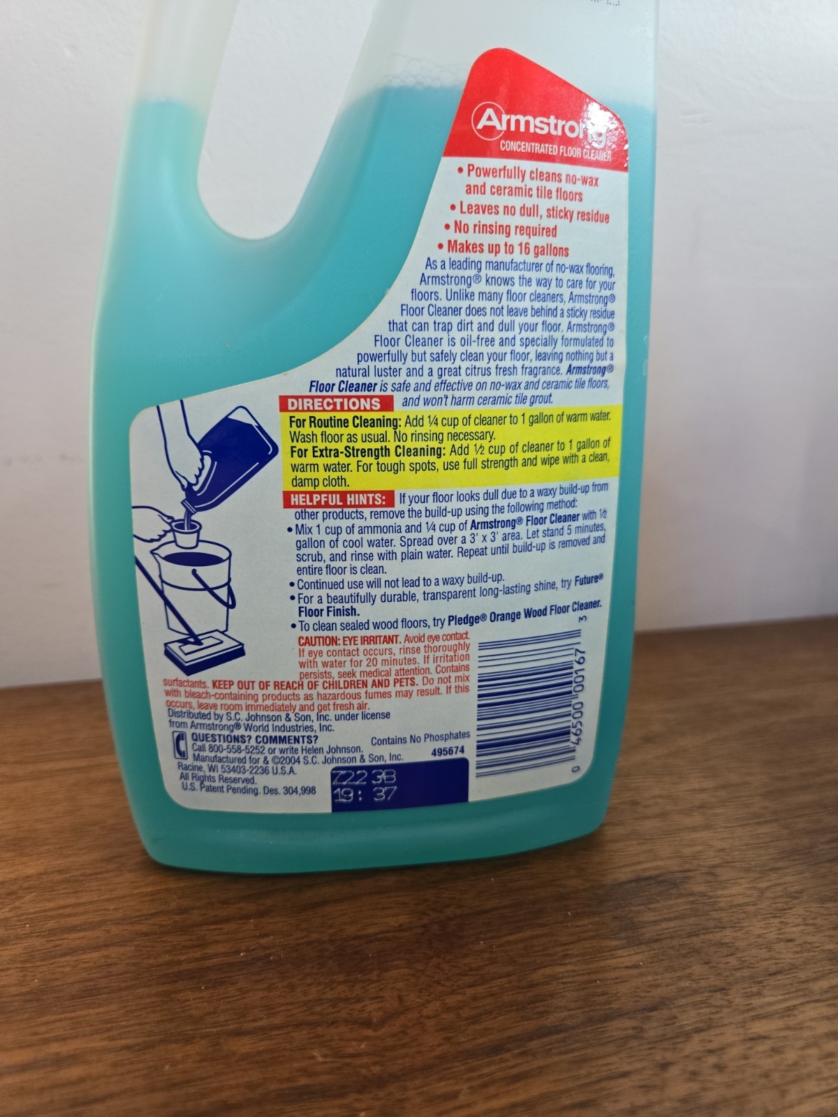RARE Vtg ARMSTRONG Concentrated Floor Cleaner No Sticky Residue SC Johnson 32 Oz