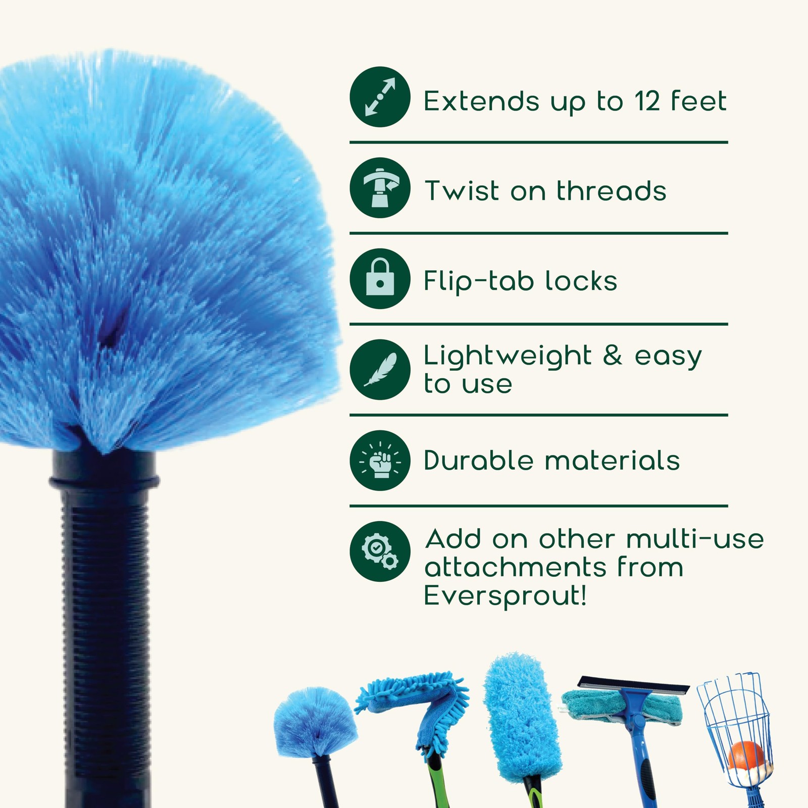 5to12ft Telescoping Durable Duster with Extension Pole – Lightweight 3 Stage …