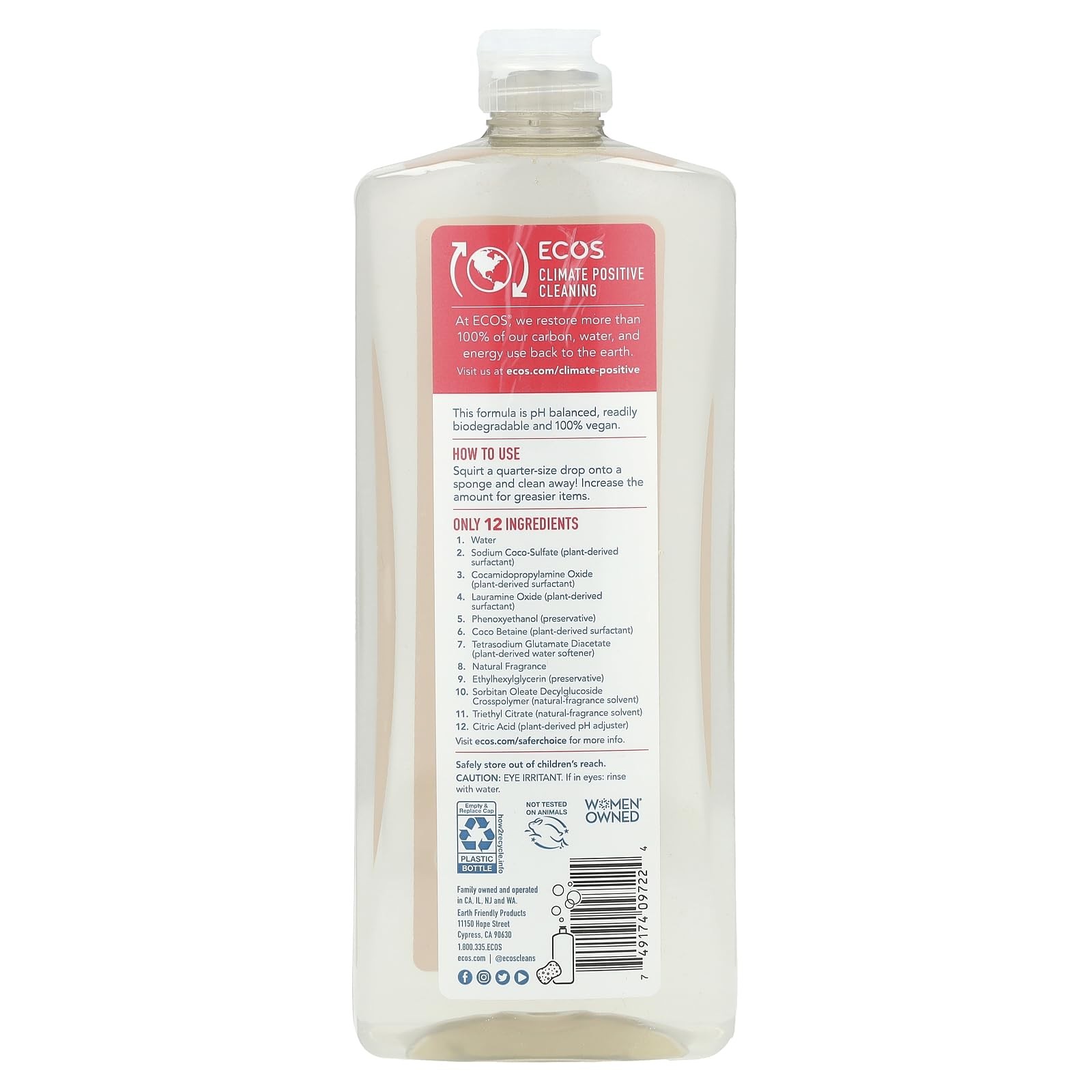 Plant Based Dishwashing Liquid 25 Fl Oz Grapefruit Grease Cutter Cleaner