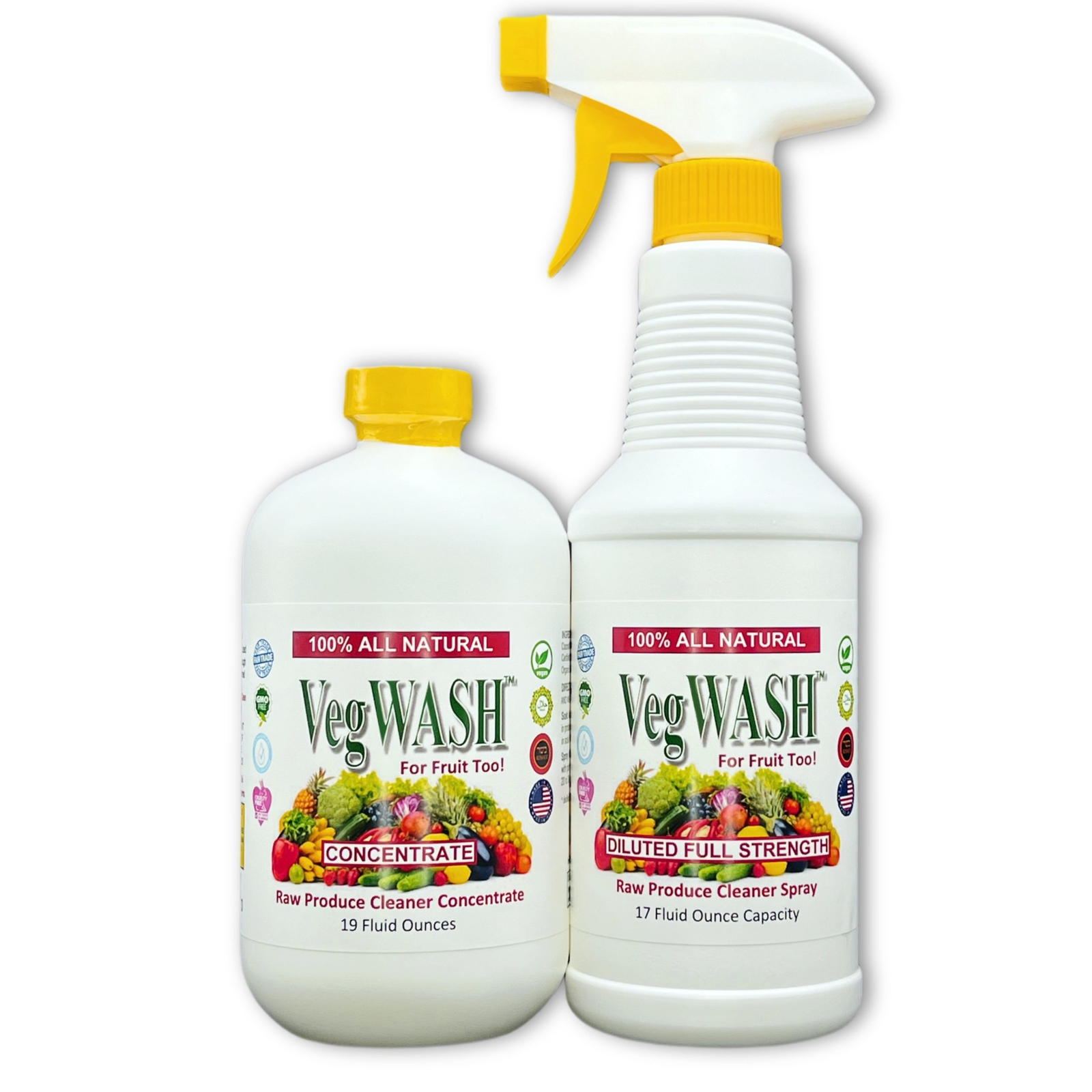 VegWASH™ Raw Produce Cleaner Concentrate Set – 19 Refills of 16.9 Fl Oz Spray