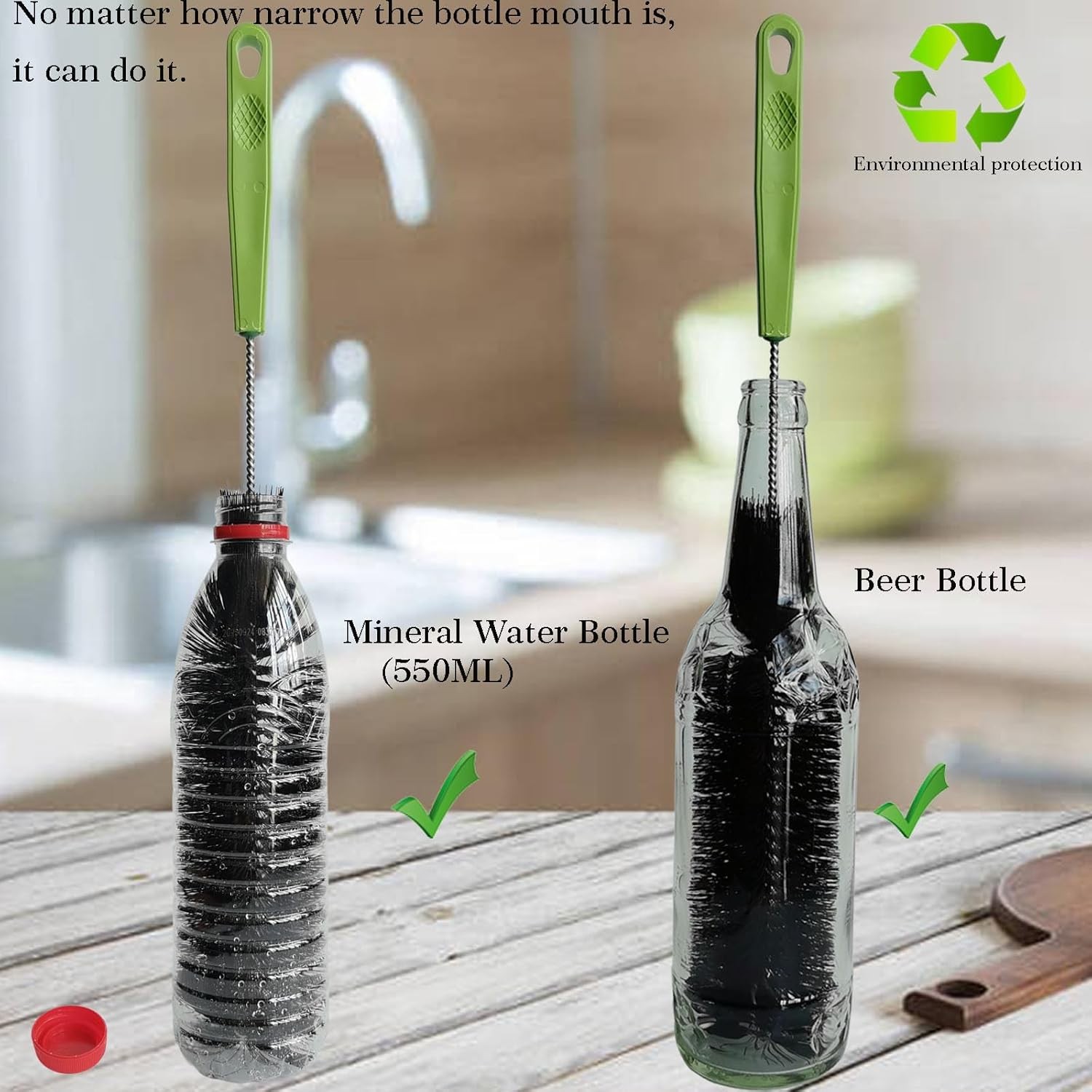 17 Inches Extra Long Handle Bottle Cleaning Brush for Narrow Neck Wine, Beer Bot