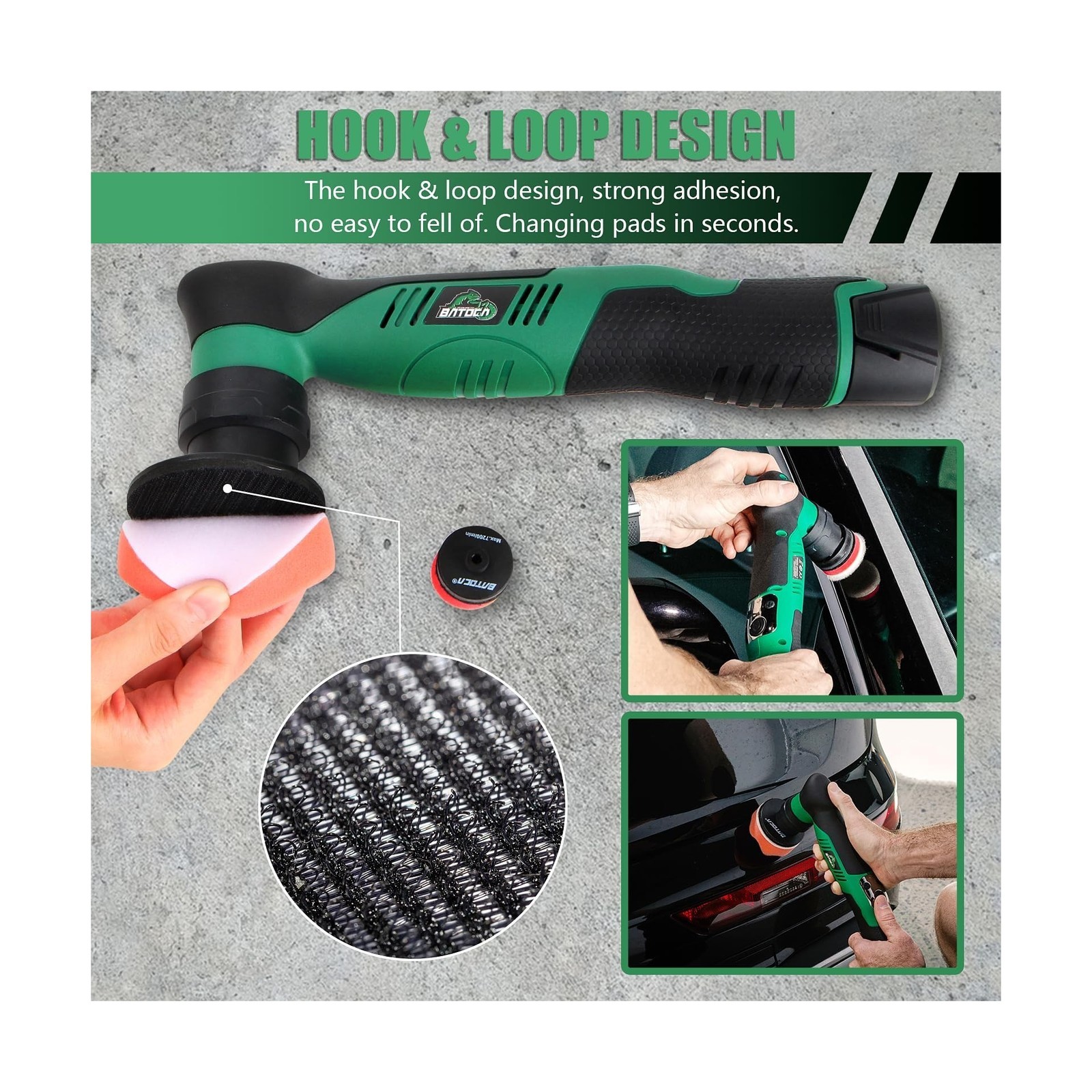 BATOCA S5 Cordless Car Buffer Polisher Kit 1 Inch 3 Inch Dual Action & Rotary…