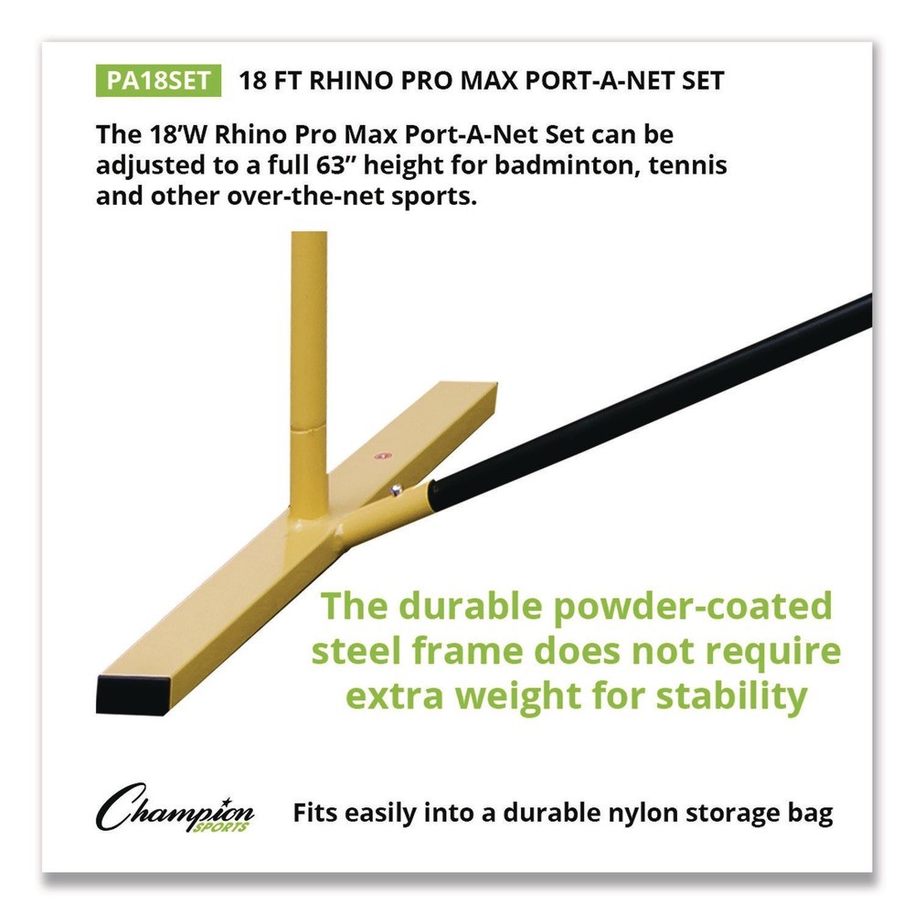Champion Sports PA18SET 36 in. to 60 in. x 18 ft. Rhino Port-A-Net Set New