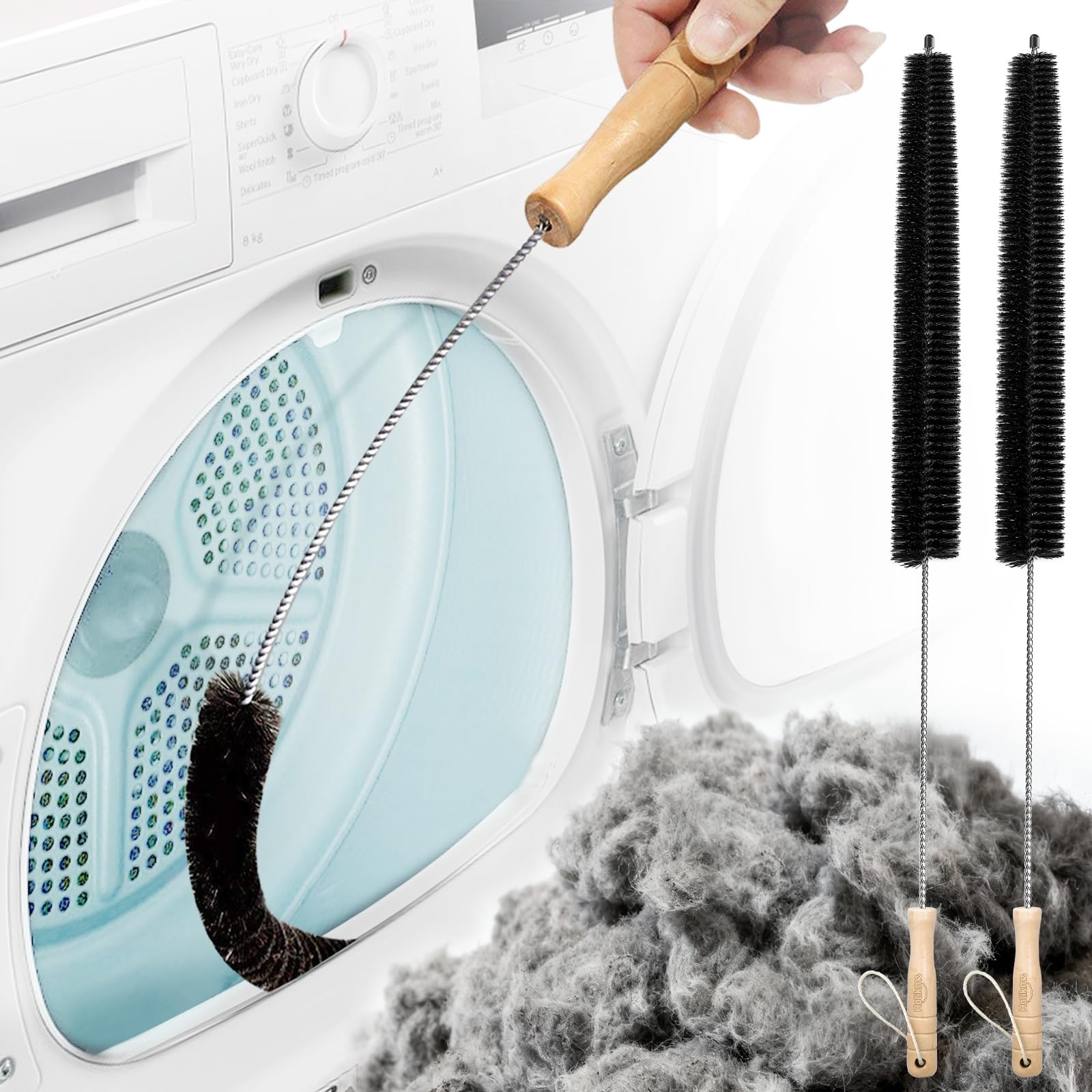 2 Pack Holikme Dryer Vent Cleaner Kit Household Cleaning Supplies 304 Stainless