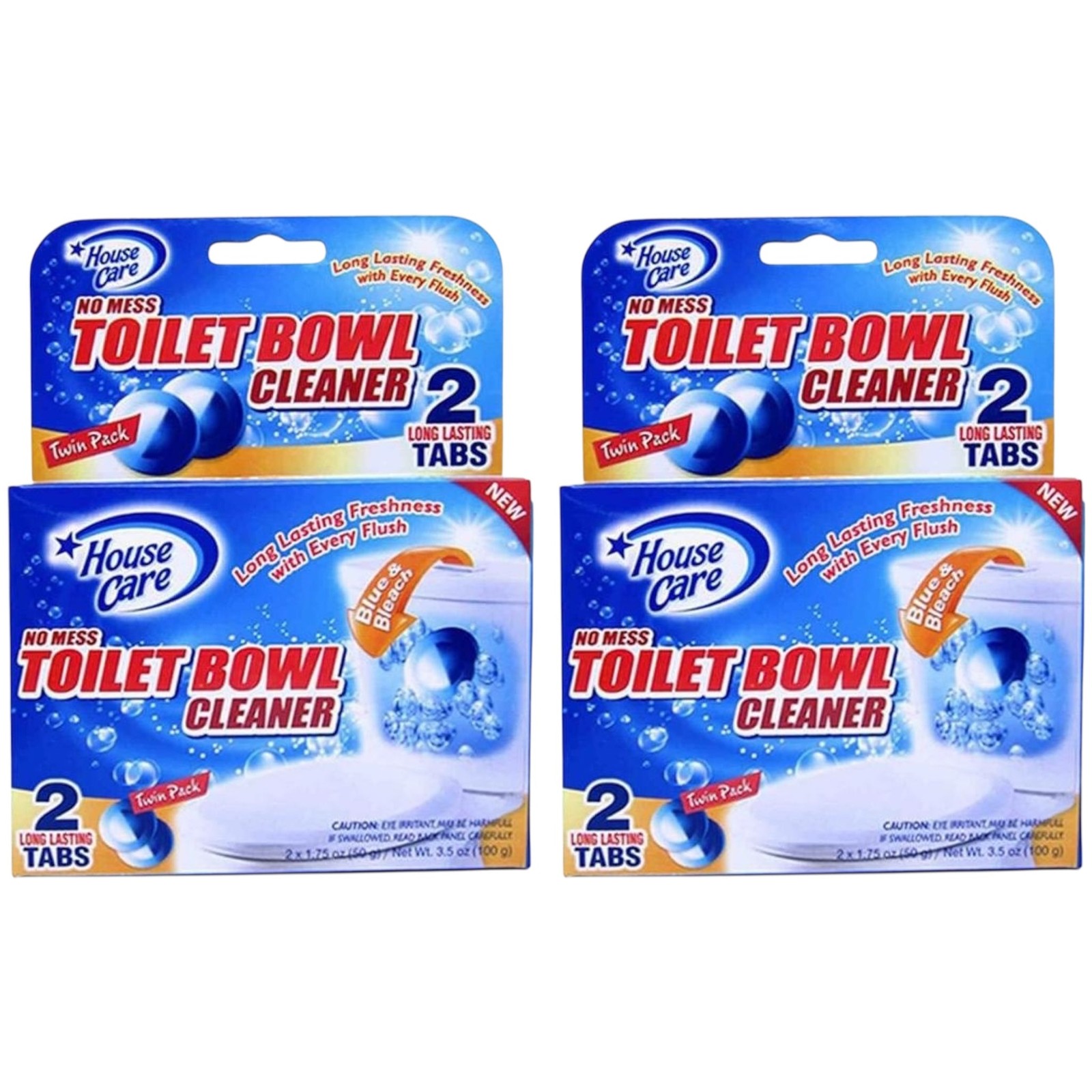 No Mess Toilet Bowl Cleaner Tablets with Blue & Bleach, 2 Count (Pack of 2)
