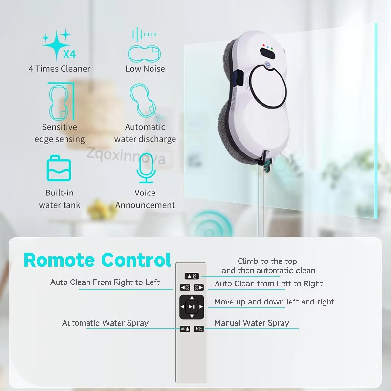 UPS Window Cleaning Robot 5600Pa Spray Glass Washer Smart Cleaner Remote Control