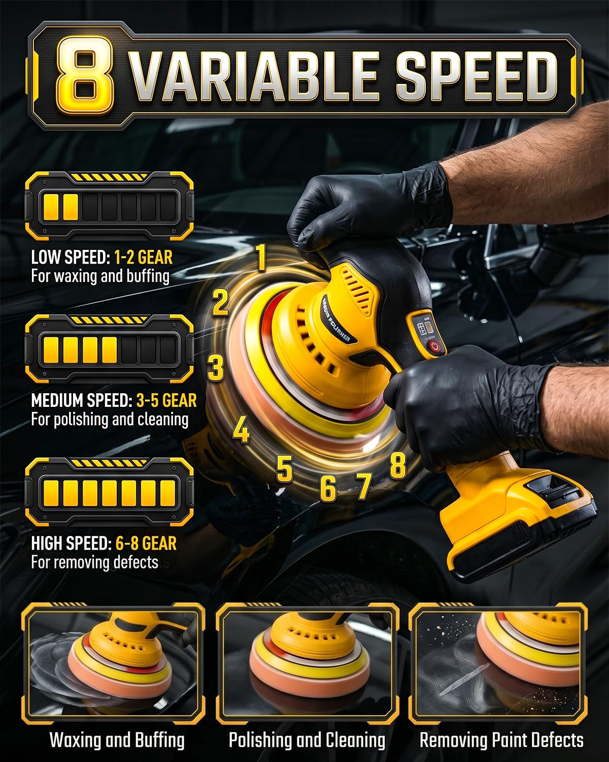 Cordless Buffer Polisher Compatible with Dewalt 20V Battery, 6 Inch Orbital C…
