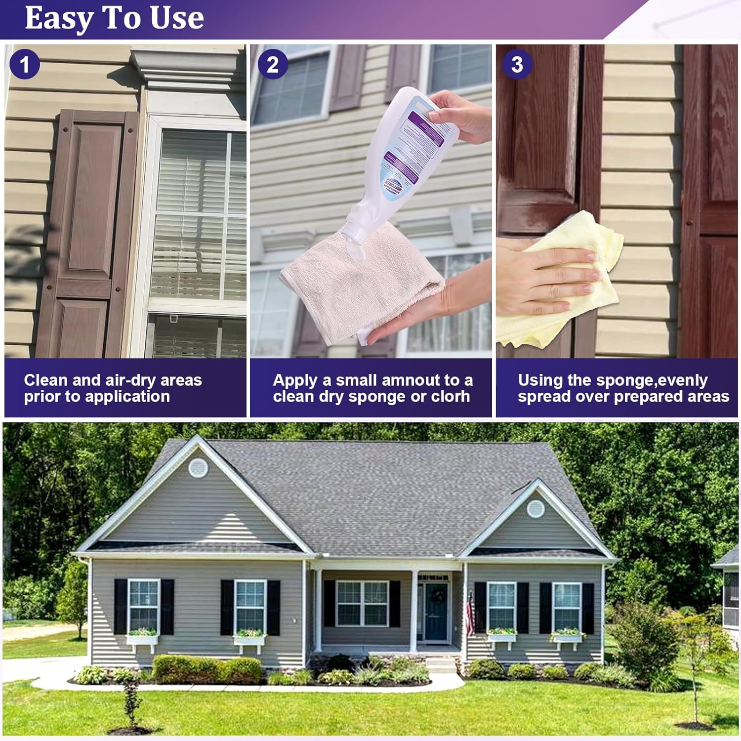 Outdoor Color Restorer Plastic Vinyl Shutter Restorer Faded Sun-Damaged and Oxid