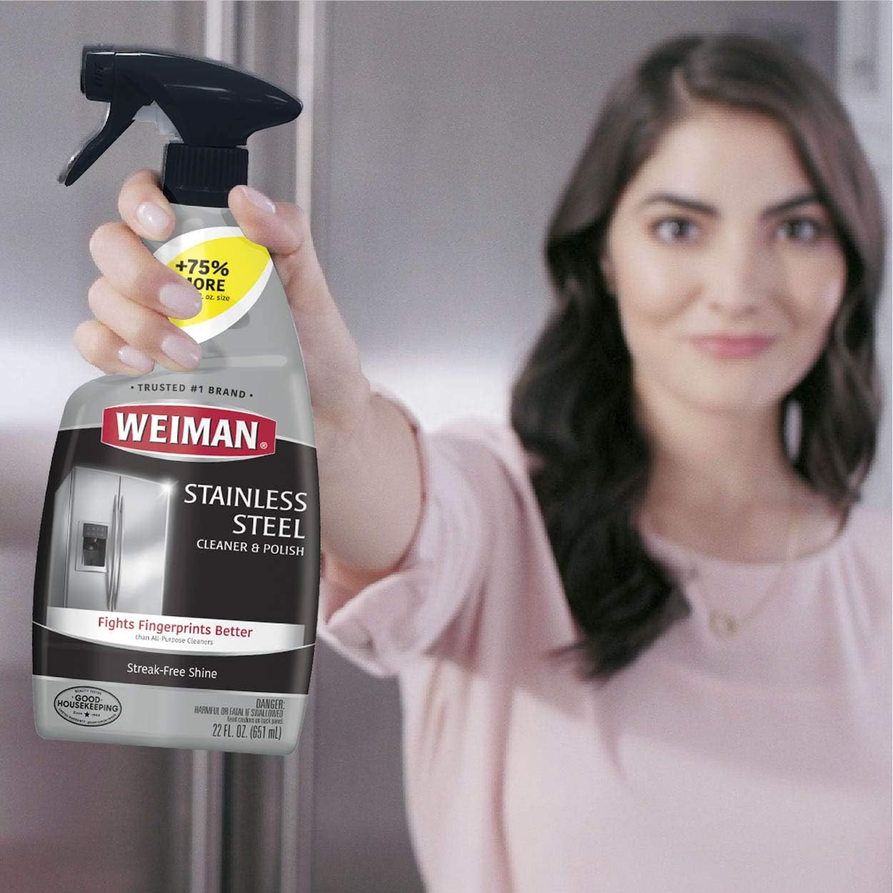 Weiman Stainless Steel Cleaner and Polish – Streak-Free Shine for Refrigerators,