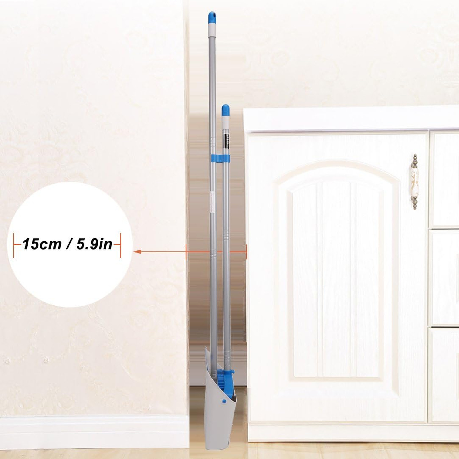 Long Handle Broom and Dustpan Set Upright Dust Pan Combo for Home Kitchen Office