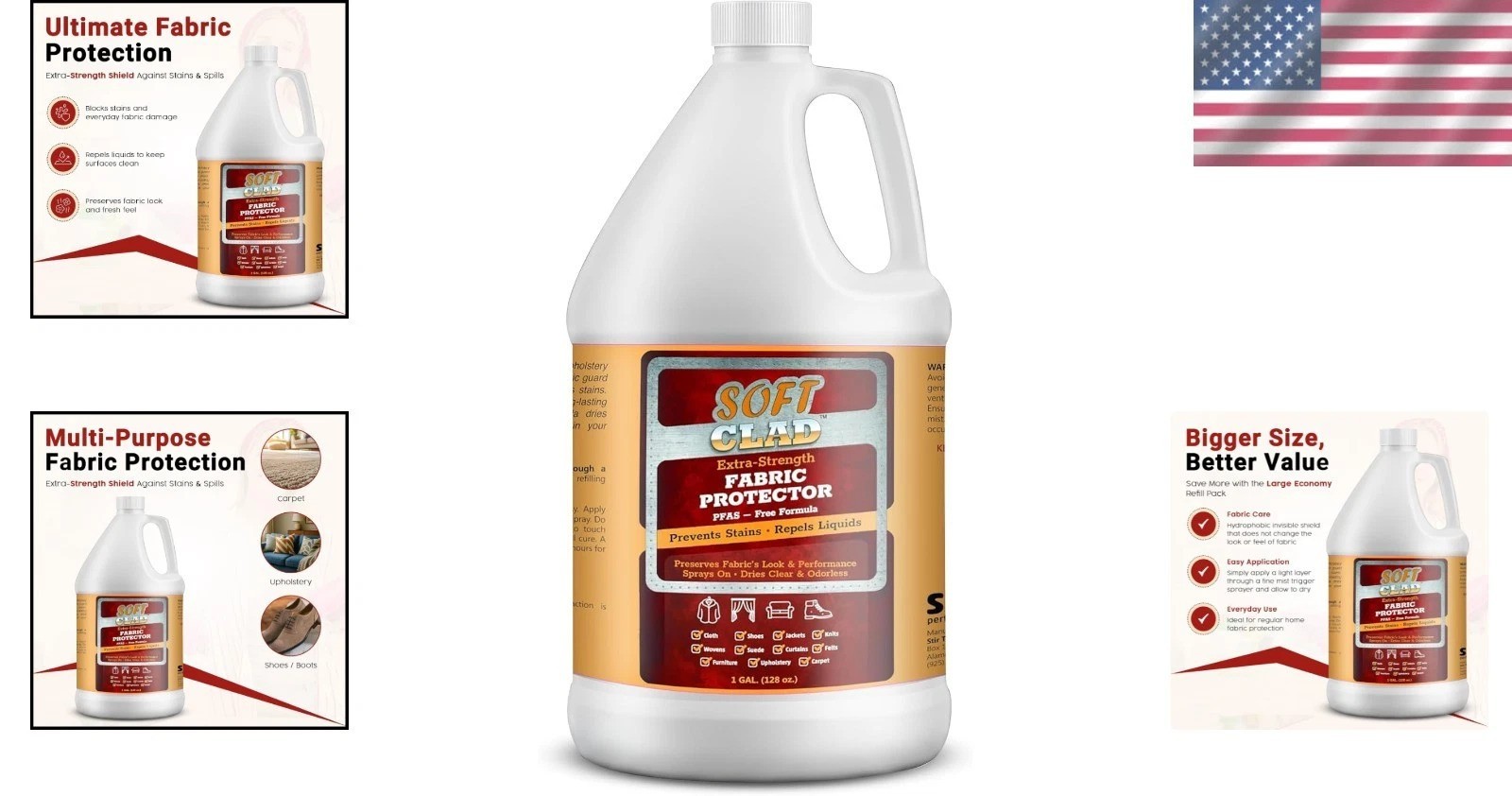 Extra Strength Fabric Protector 1 Gallon – Stain Guard, Repels Water, USA Made