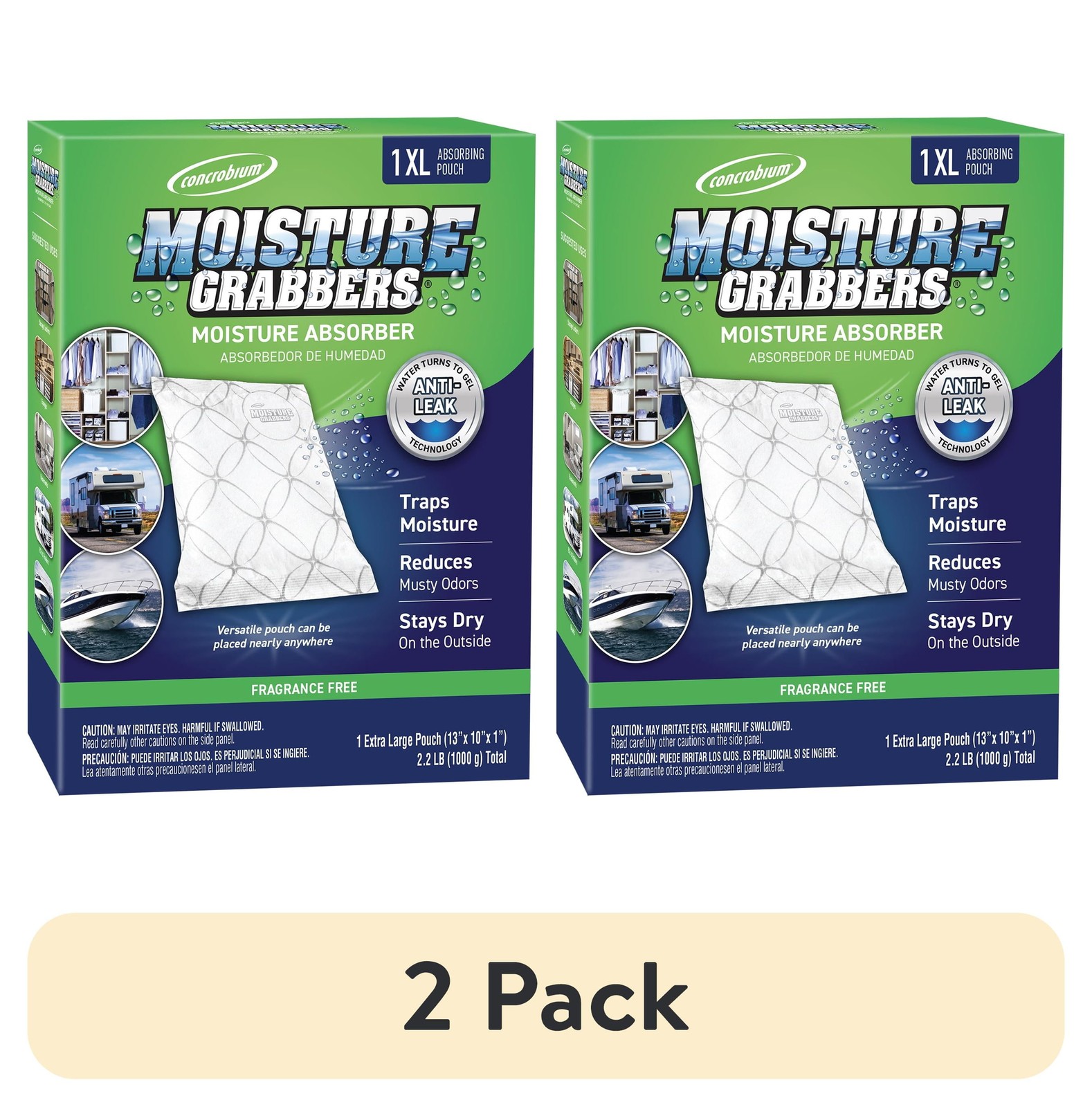 Moisture Grabbers Humidity Absorbing Crystal Pouch , 1 Extra Large Pouch